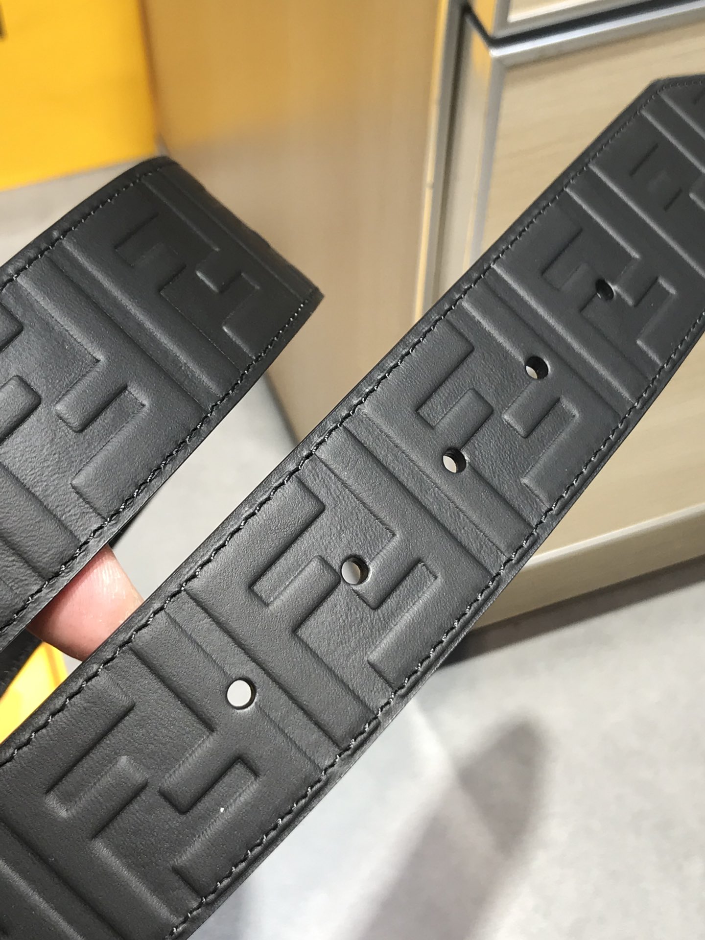 Fendi Leather Belt Cow Leather Black 40mm