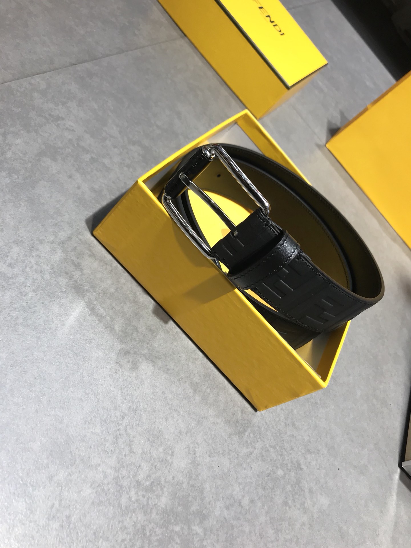 Fendi Leather Belt Cow Leather Black 40mm