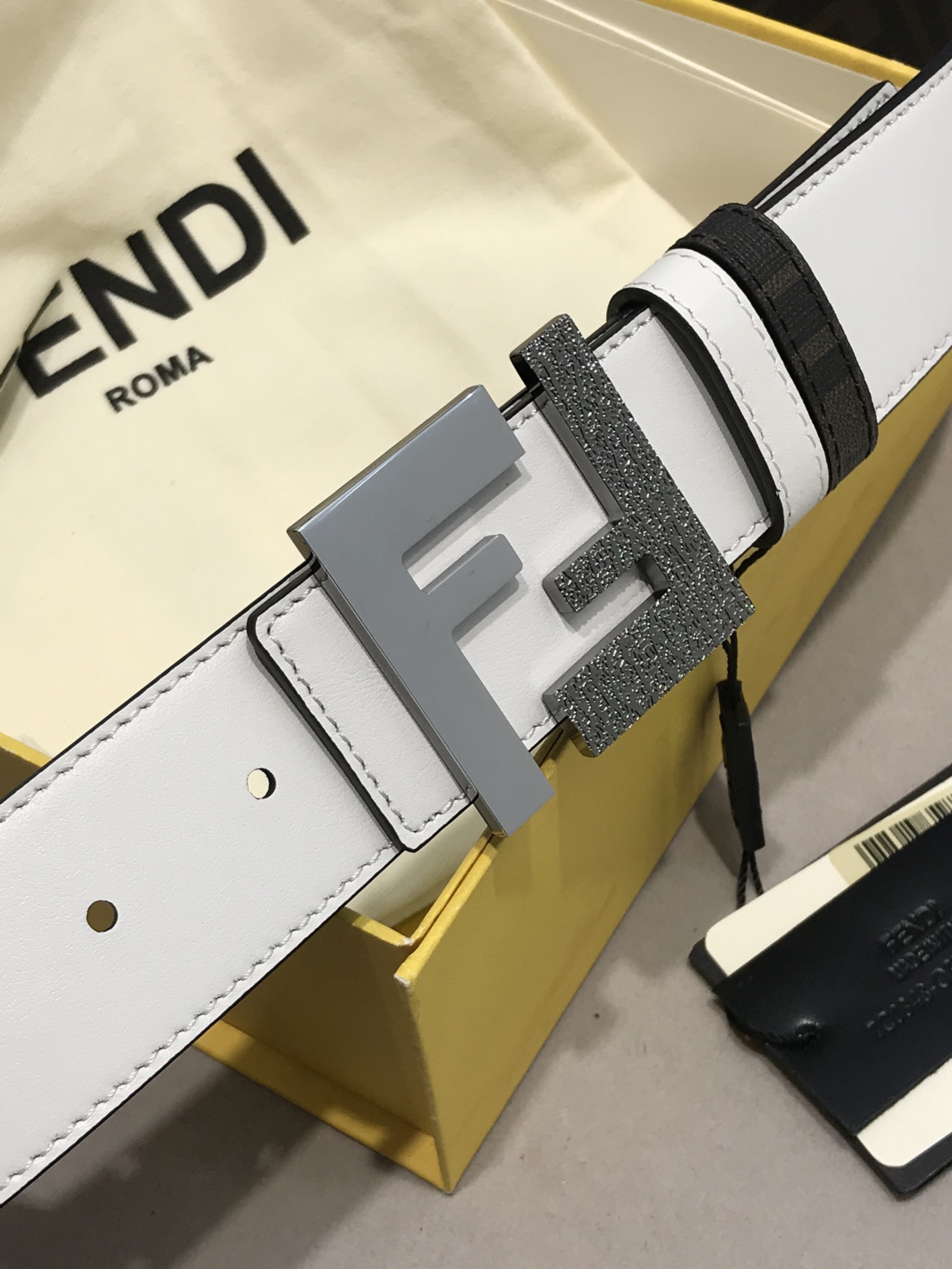 Fendi Leather Belt Cow Leather Black M