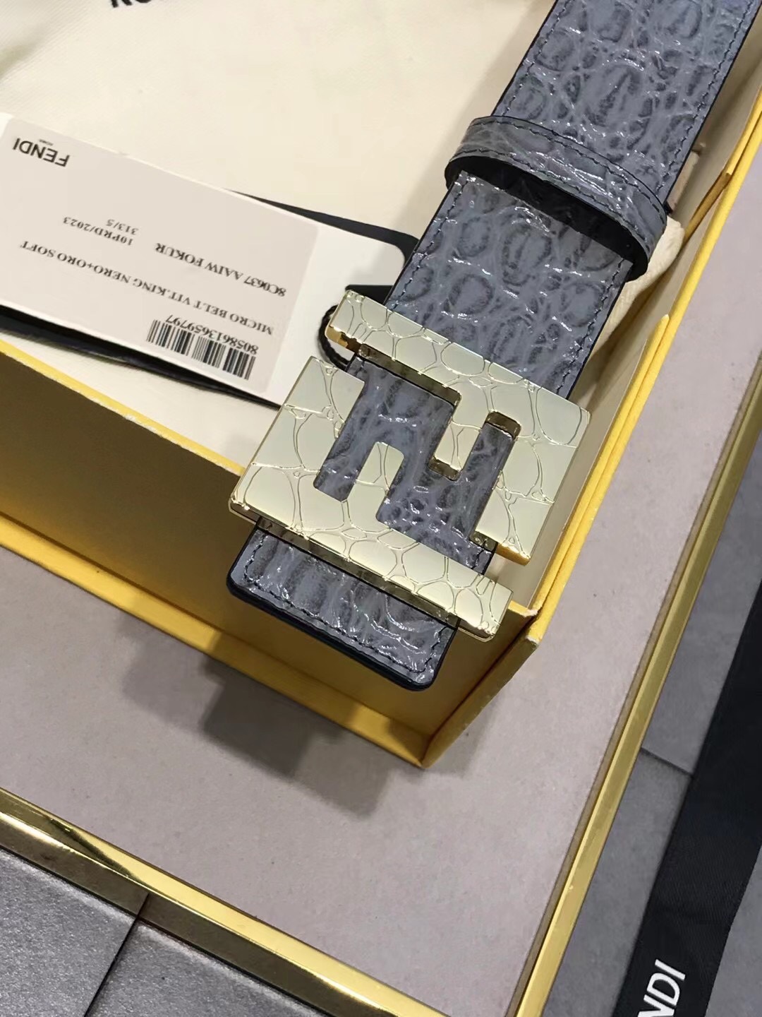 Fendi Leather Belt Cow Leather 39mm