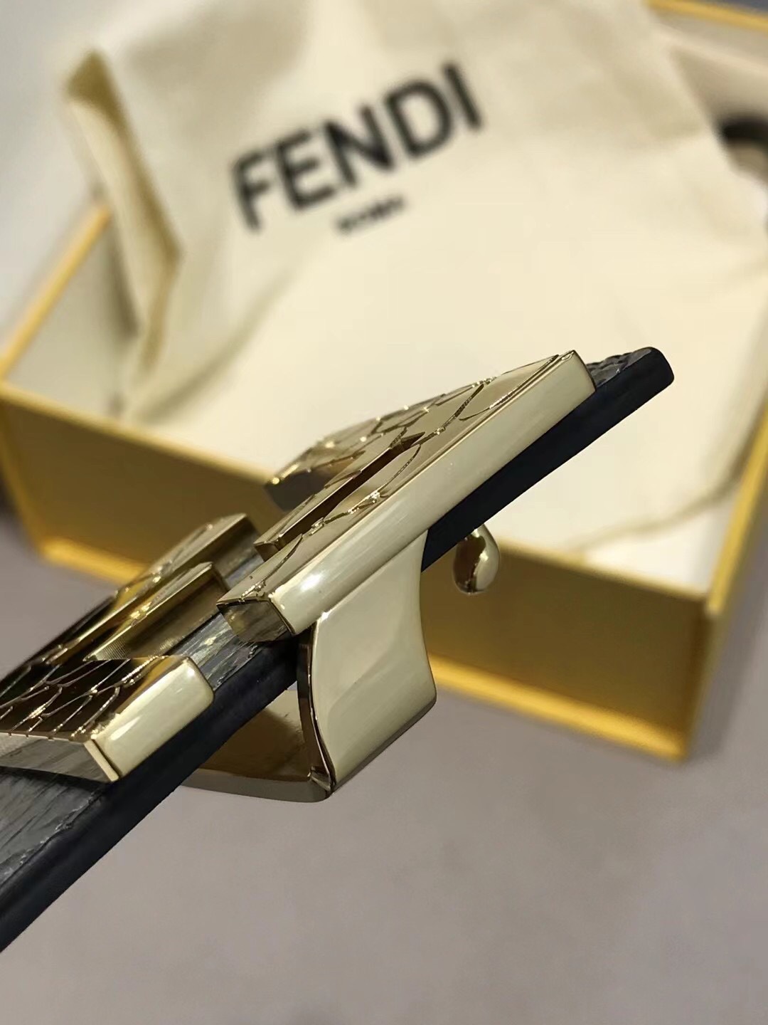 Fendi Leather Belt Cow Leather 39mm
