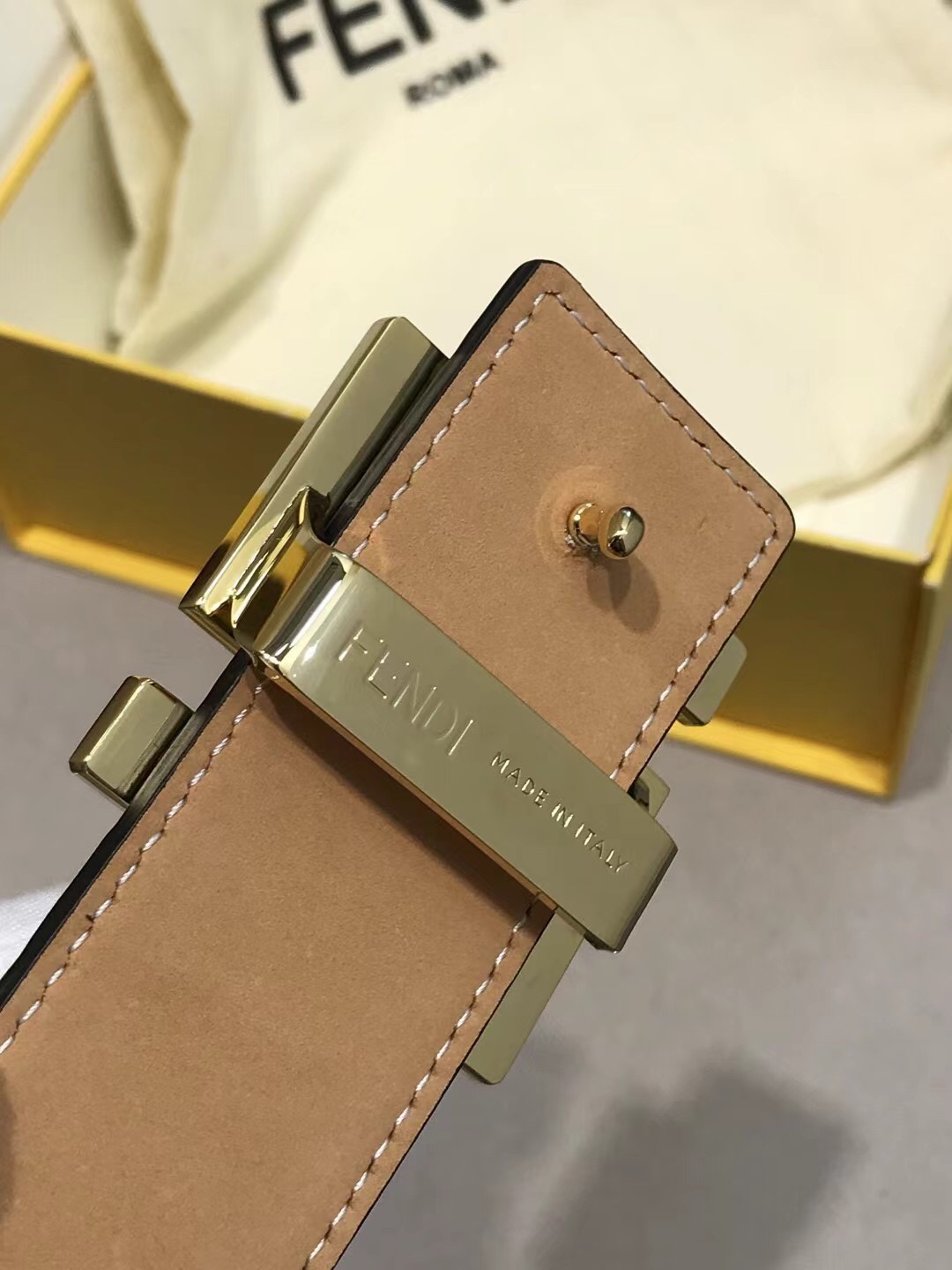 Fendi Leather Belt Cow Leather 39mm