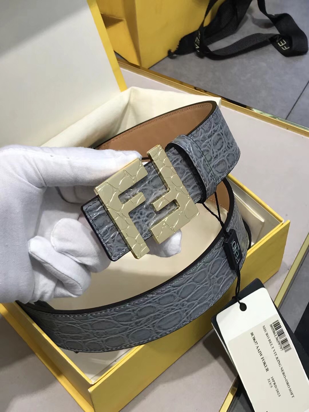 Fendi Leather Belt Cow Leather 39mm