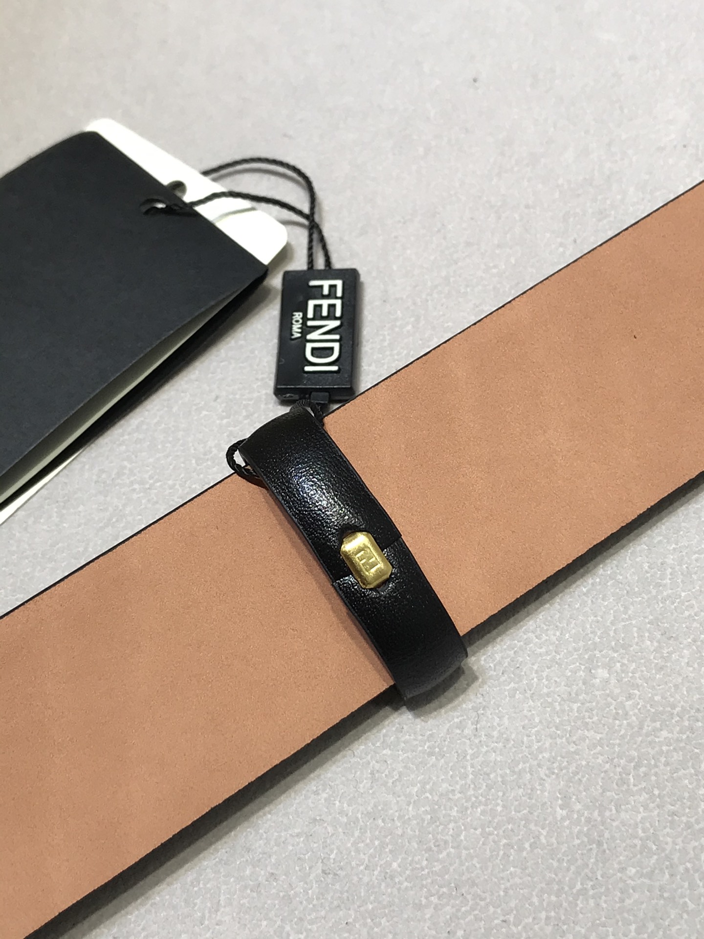 Fendi Leather Belt Cow Leather Black 38mm