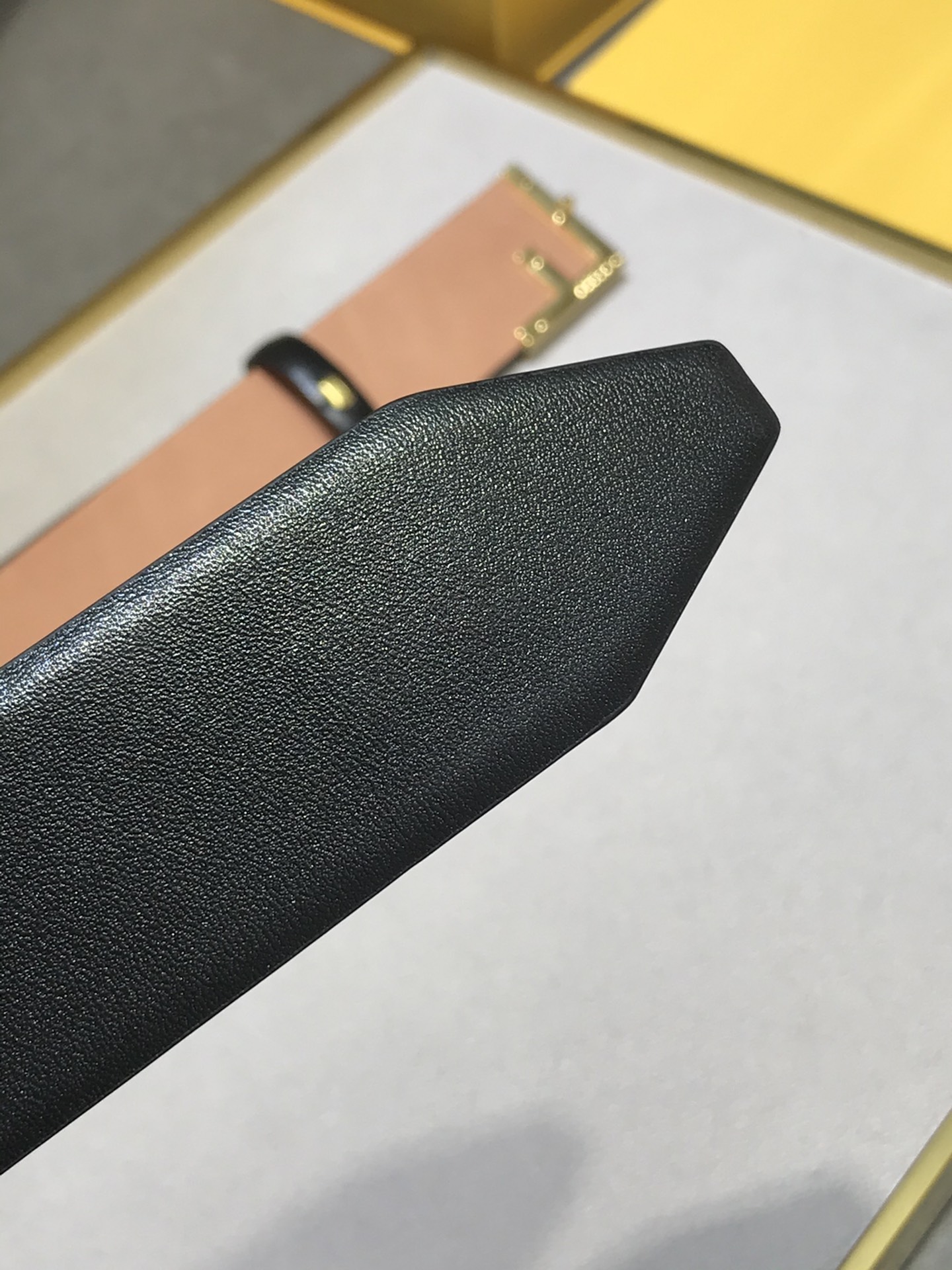 Fendi Leather Belt Cow Leather Black 38mm