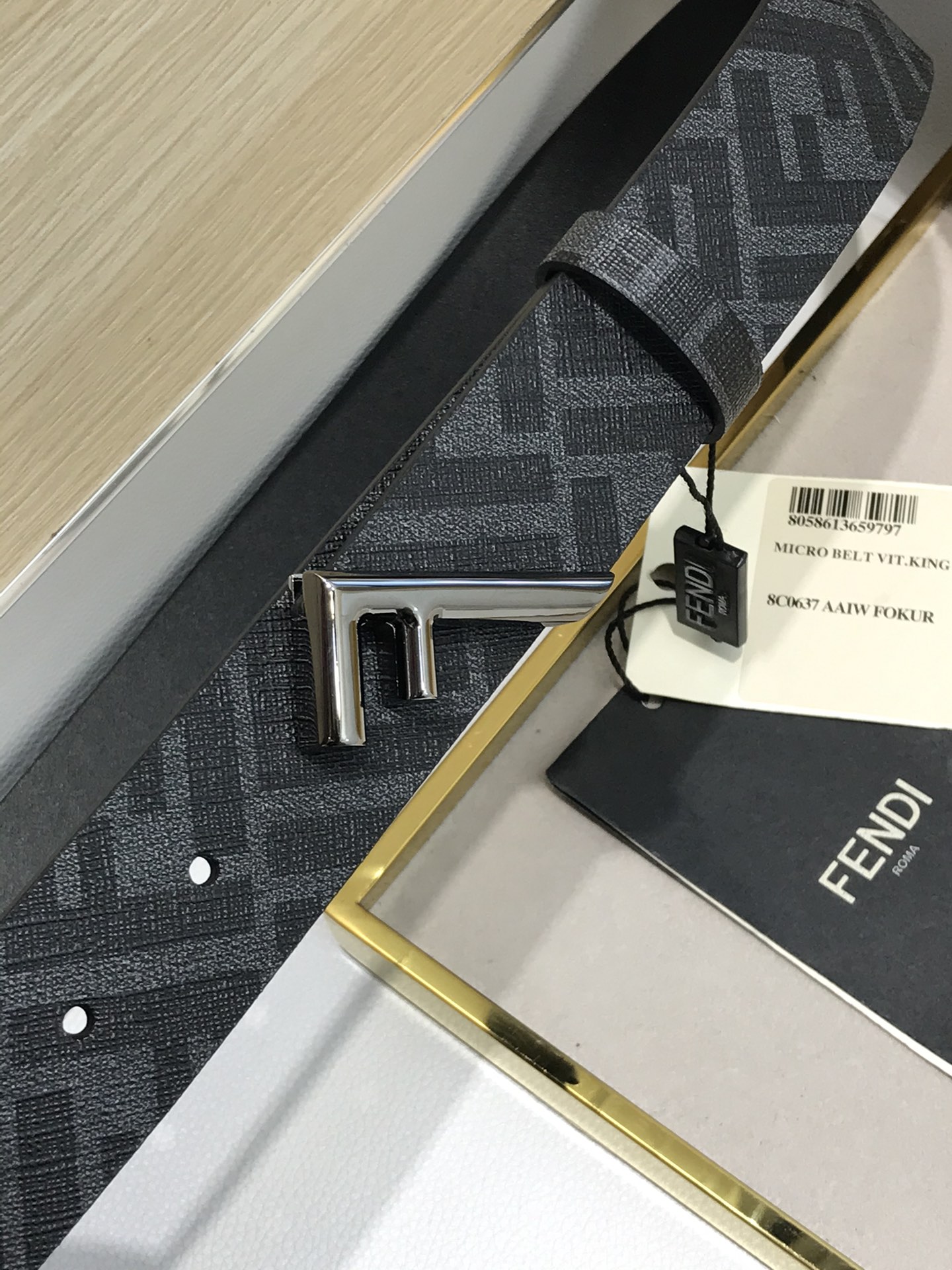 Fendi Leather Belt Cow Leather Black 35mm