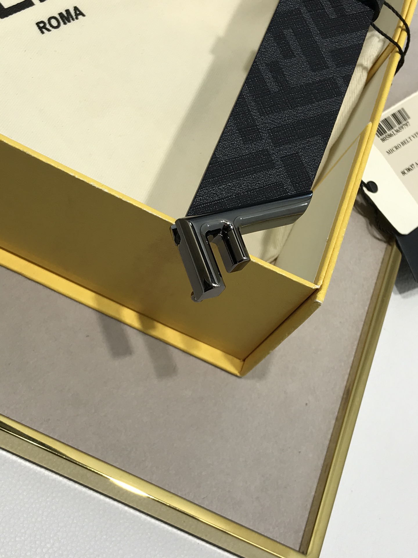 Fendi Leather Belt Cow Leather Black 35mm