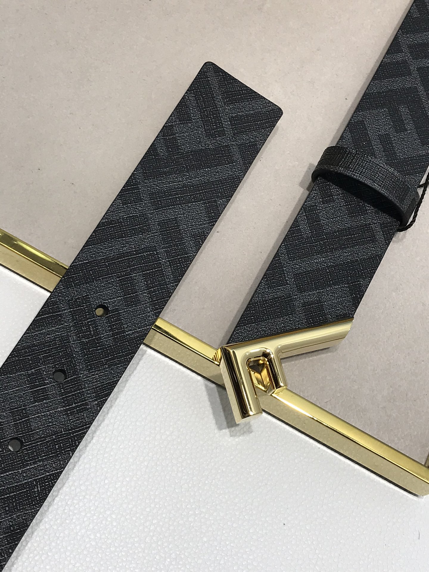Fendi Leather Belt Cow Leather Black 35mm