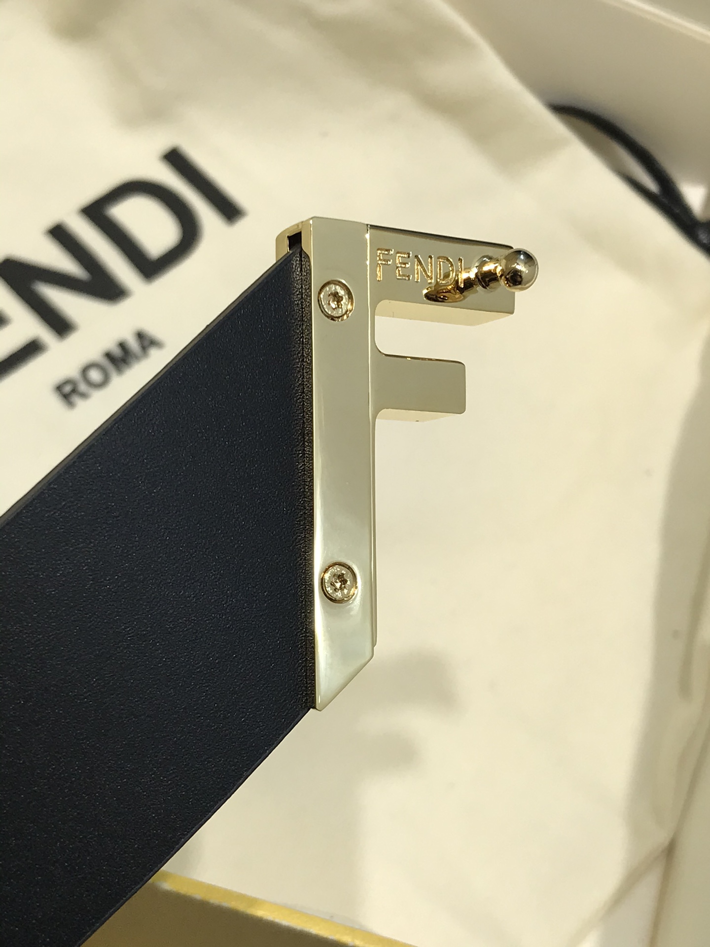 Fendi Leather Belt Cow Leather Black 35mm