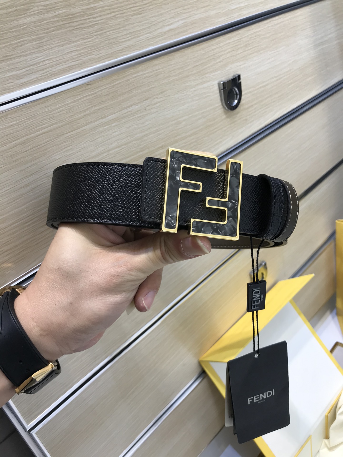 Fendi Leather Belt Cow Leather 38mm