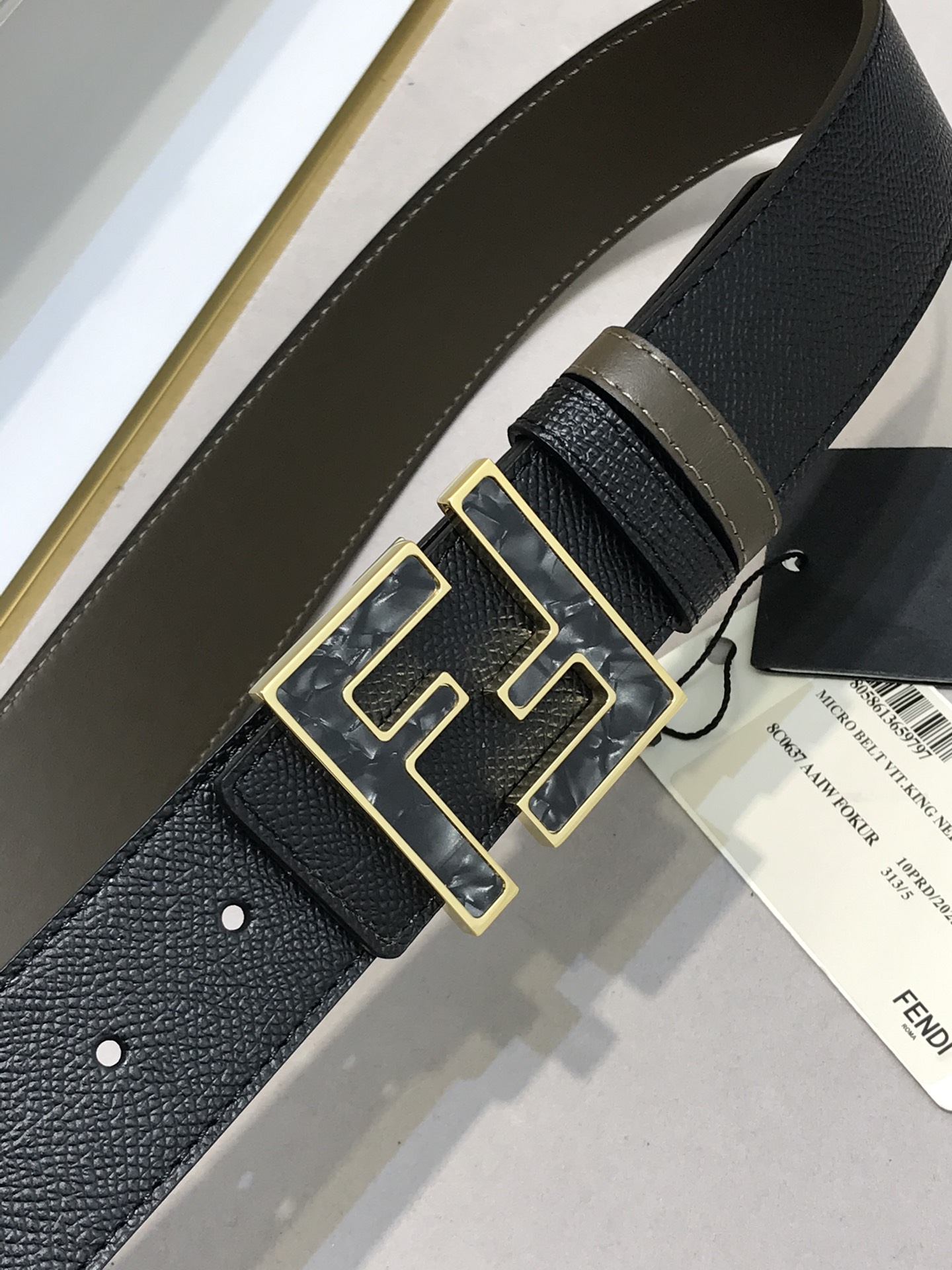 Fendi Leather Belt Cow Leather 38mm