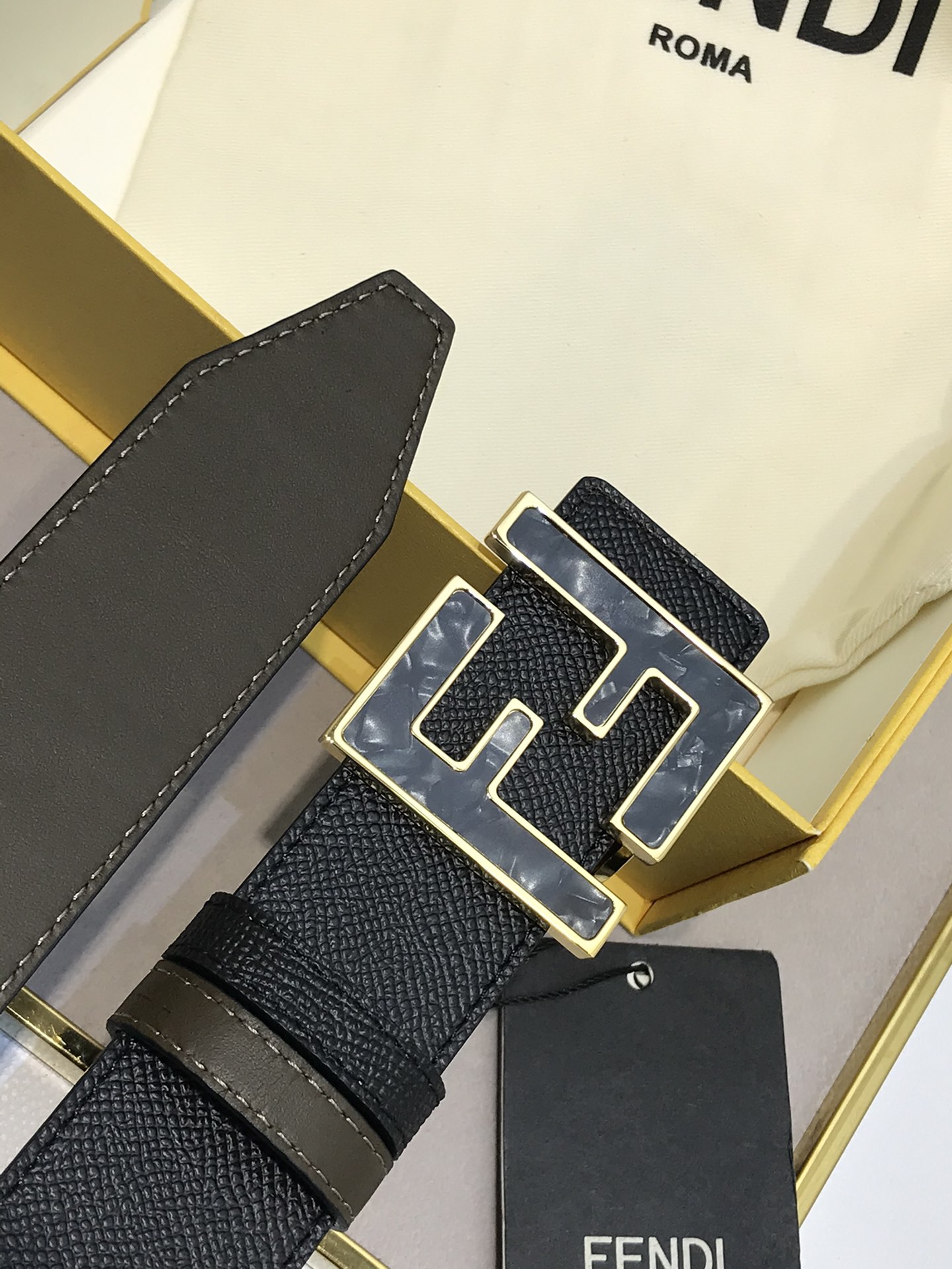 Fendi Leather Belt Cow Leather 38mm