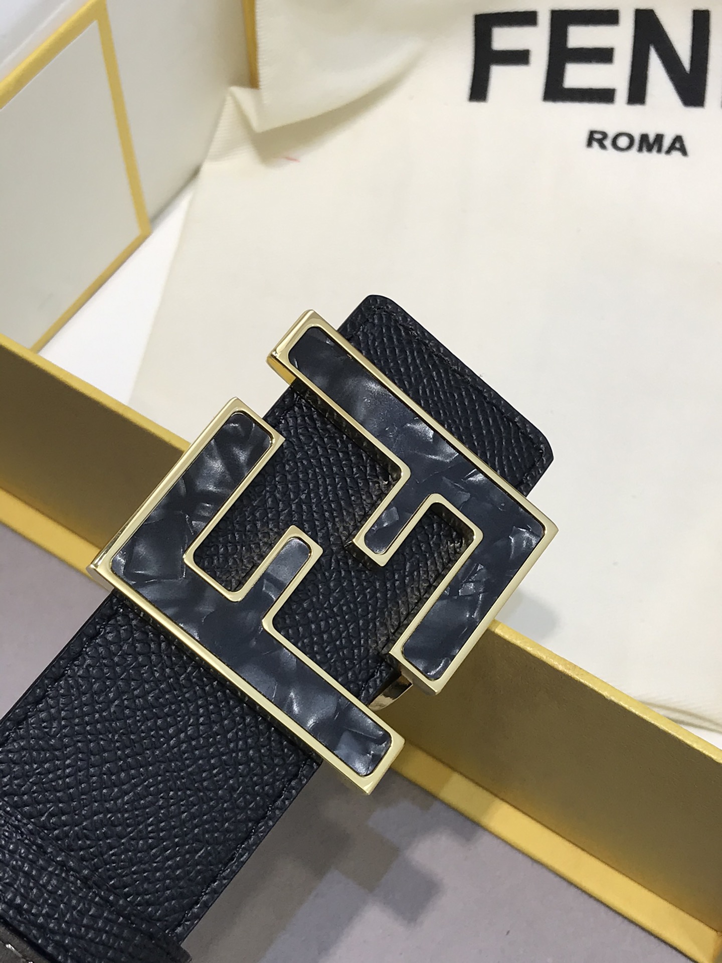 Fendi Leather Belt Cow Leather 38mm
