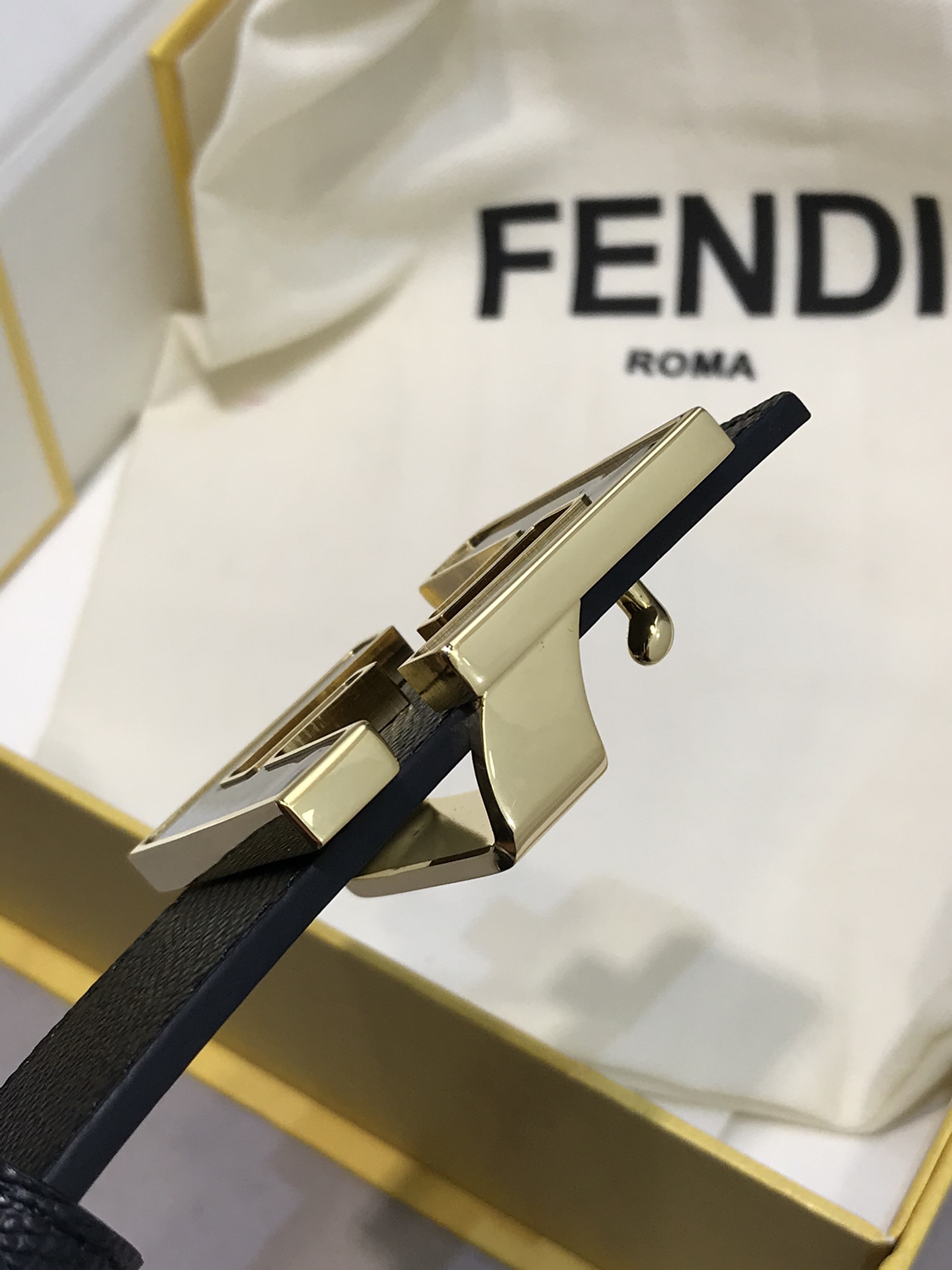 Fendi Leather Belt Cow Leather 38mm