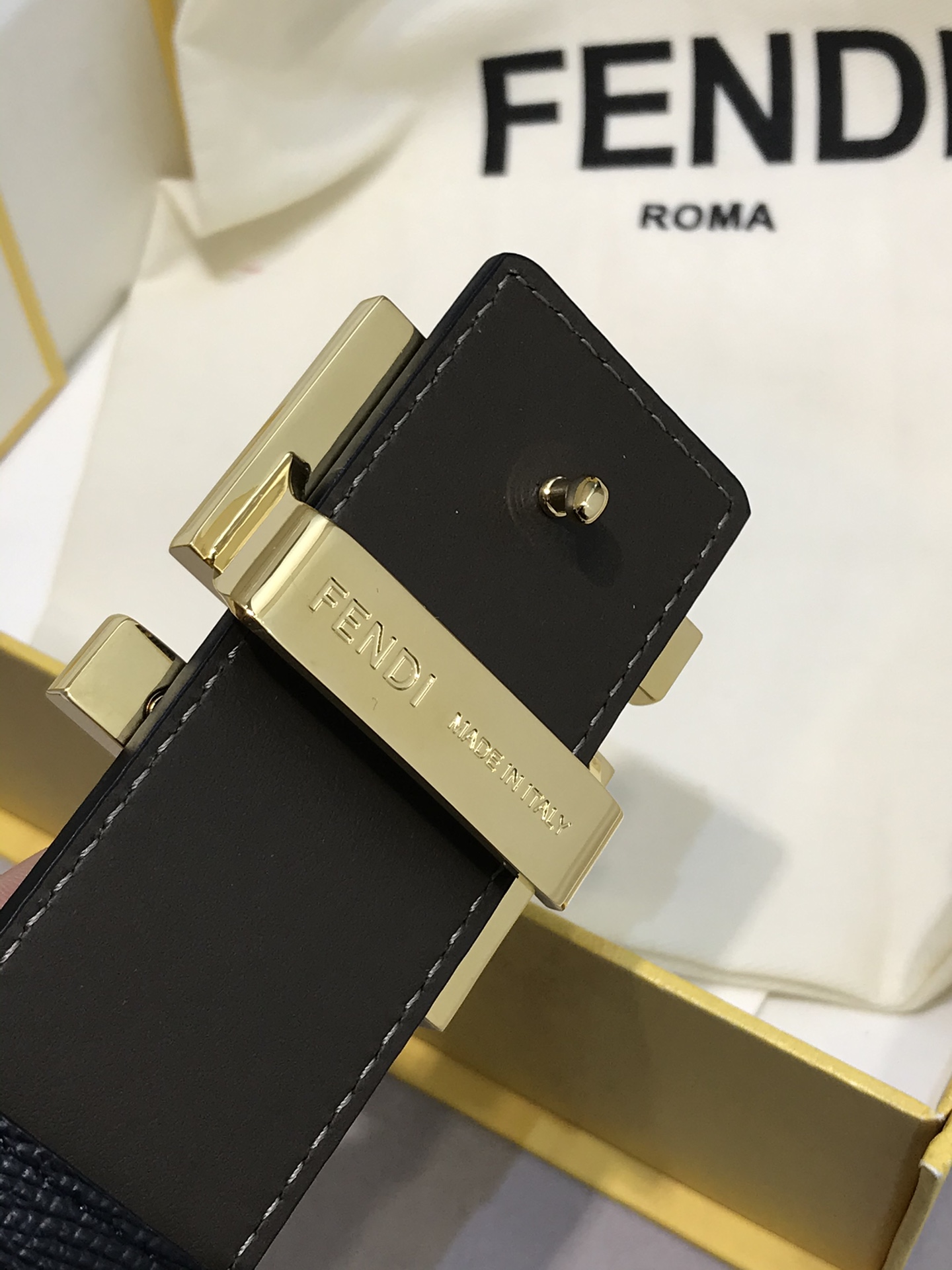 Fendi Leather Belt Cow Leather 38mm