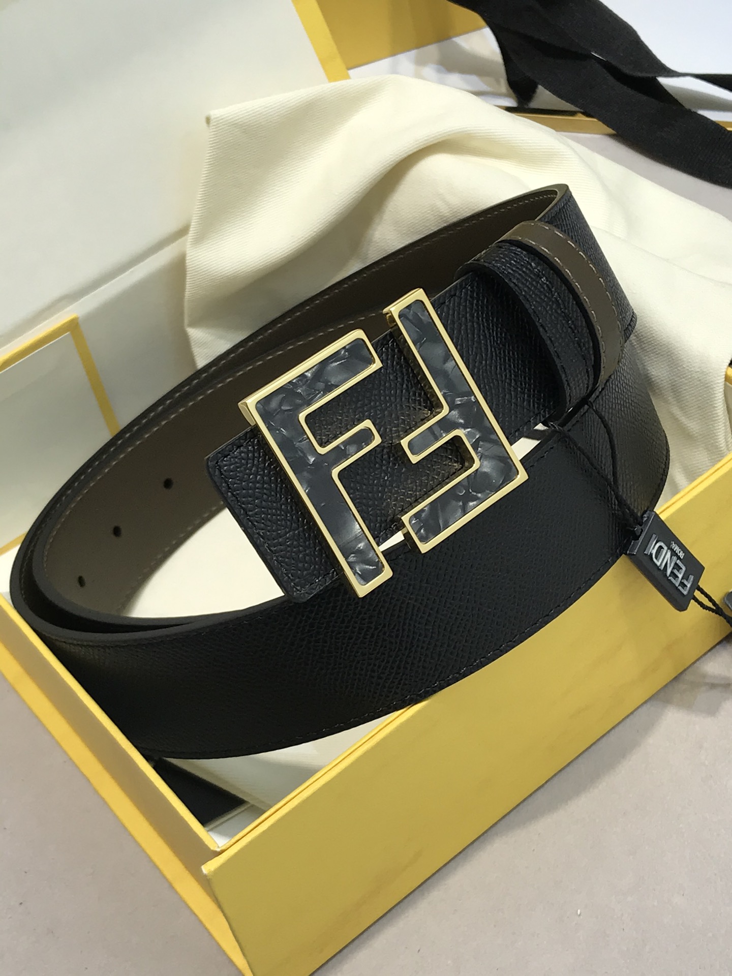 Fendi Leather Belt Cow Leather 38mm