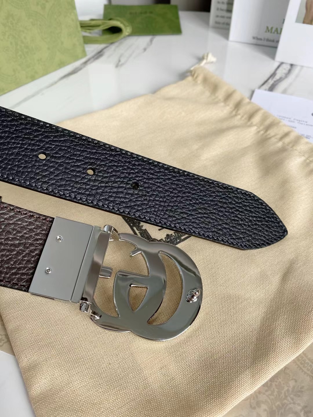 Gucci Leather Belt Top Grain Leather 38mm