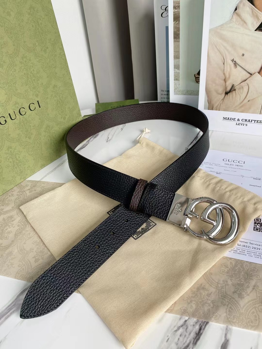 Gucci Leather Belt Top Grain Leather 38mm