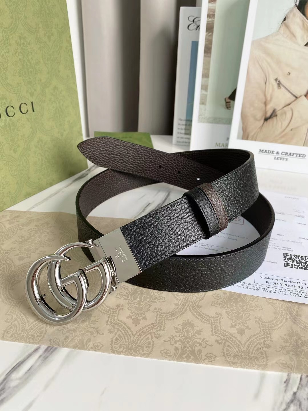 Gucci Leather Belt Top Grain Leather 38mm