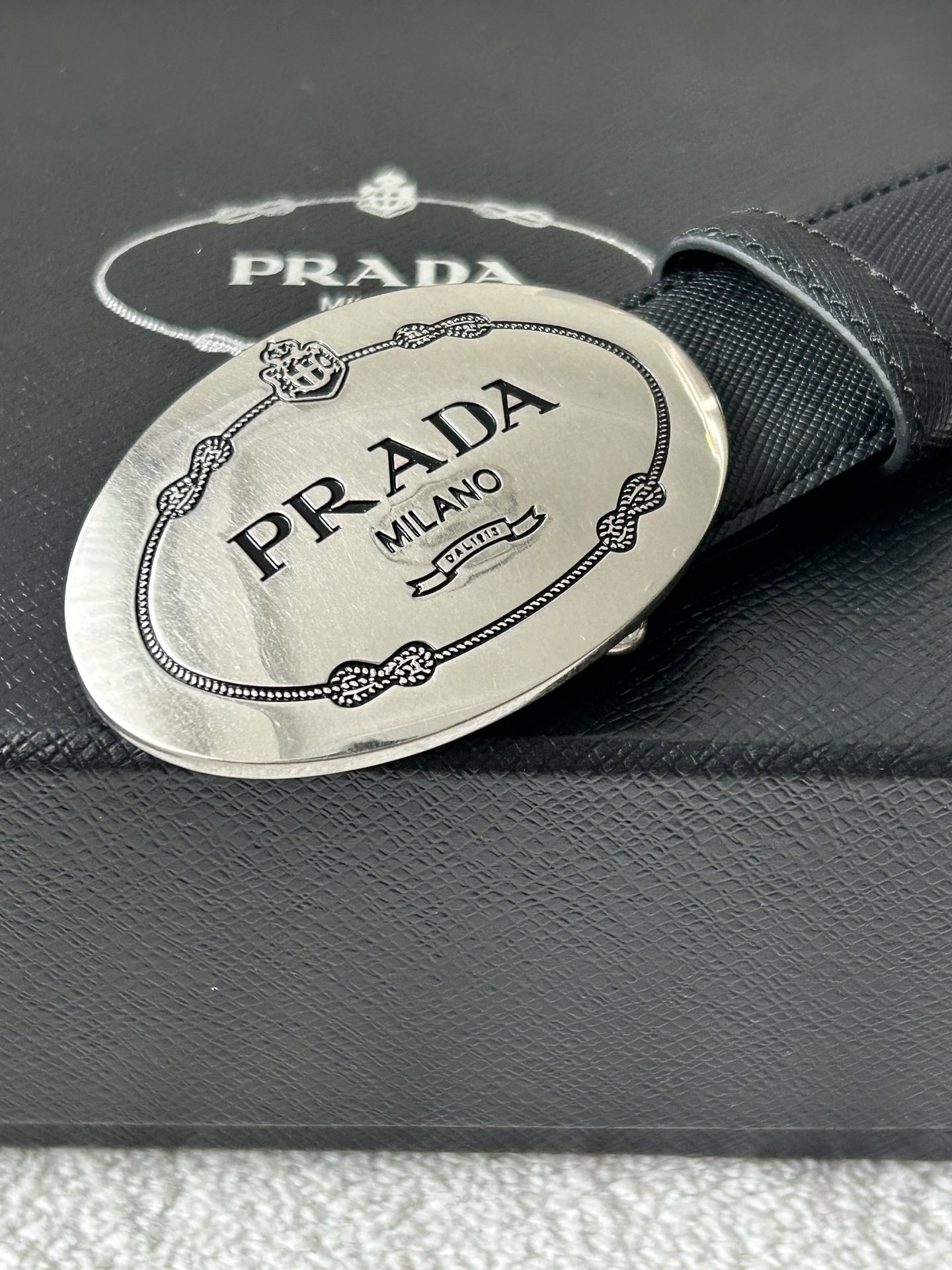 Prada Male Basic Belt Cow Leather Black S-m