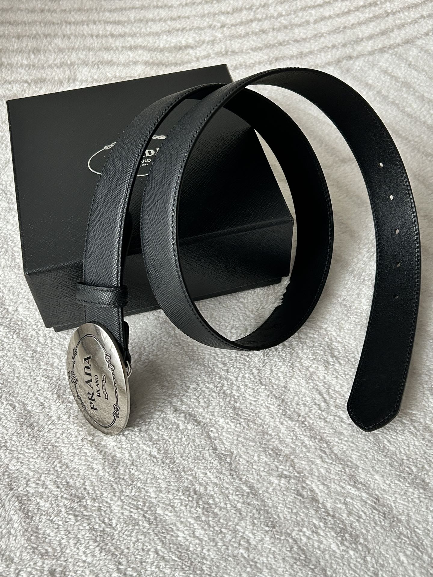 Prada Male Basic Belt Cow Leather Black S-m