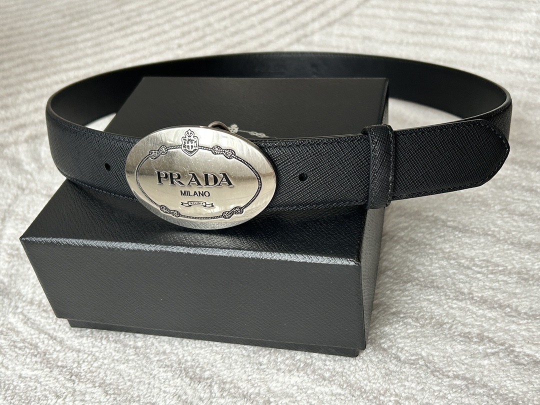 Prada Male Basic Belt Cow Leather Black S-m