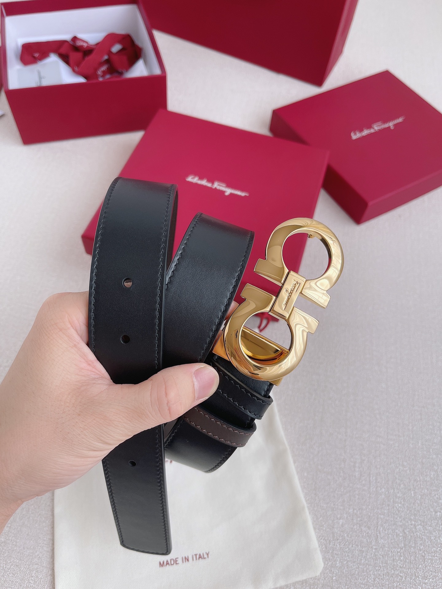 Salvatore Ferragamo Leather Belt Adjustable 35mm-m