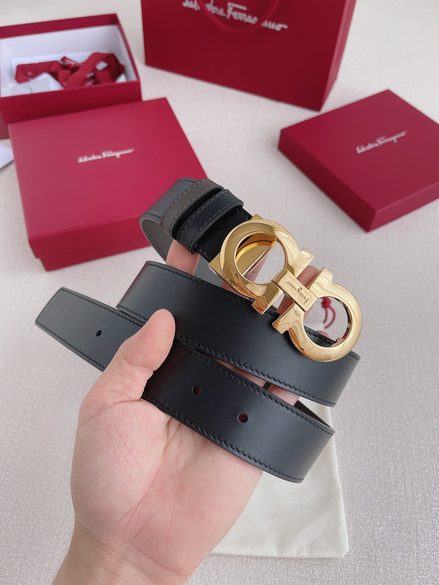 Salvatore Ferragamo Leather Belt Adjustable 35mm-m