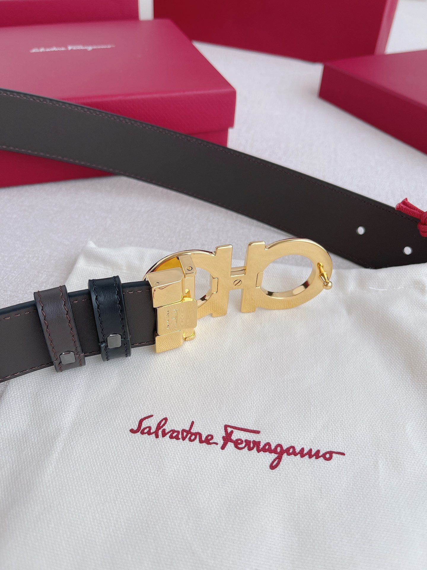 Salvatore Ferragamo Leather Belt Adjustable 35mm-m