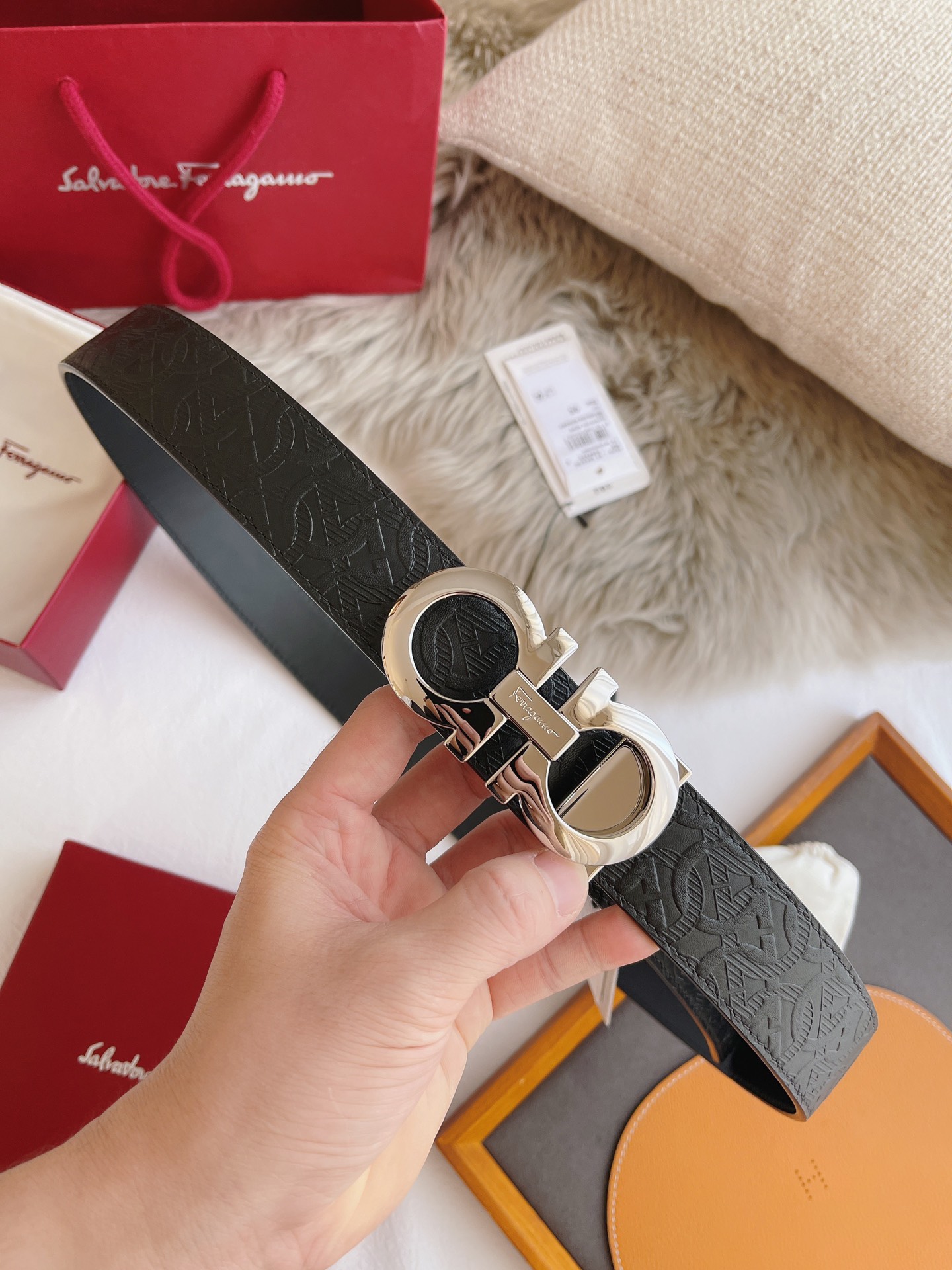 Salvatore Ferragamo Male Leather Belt Cow Leather M