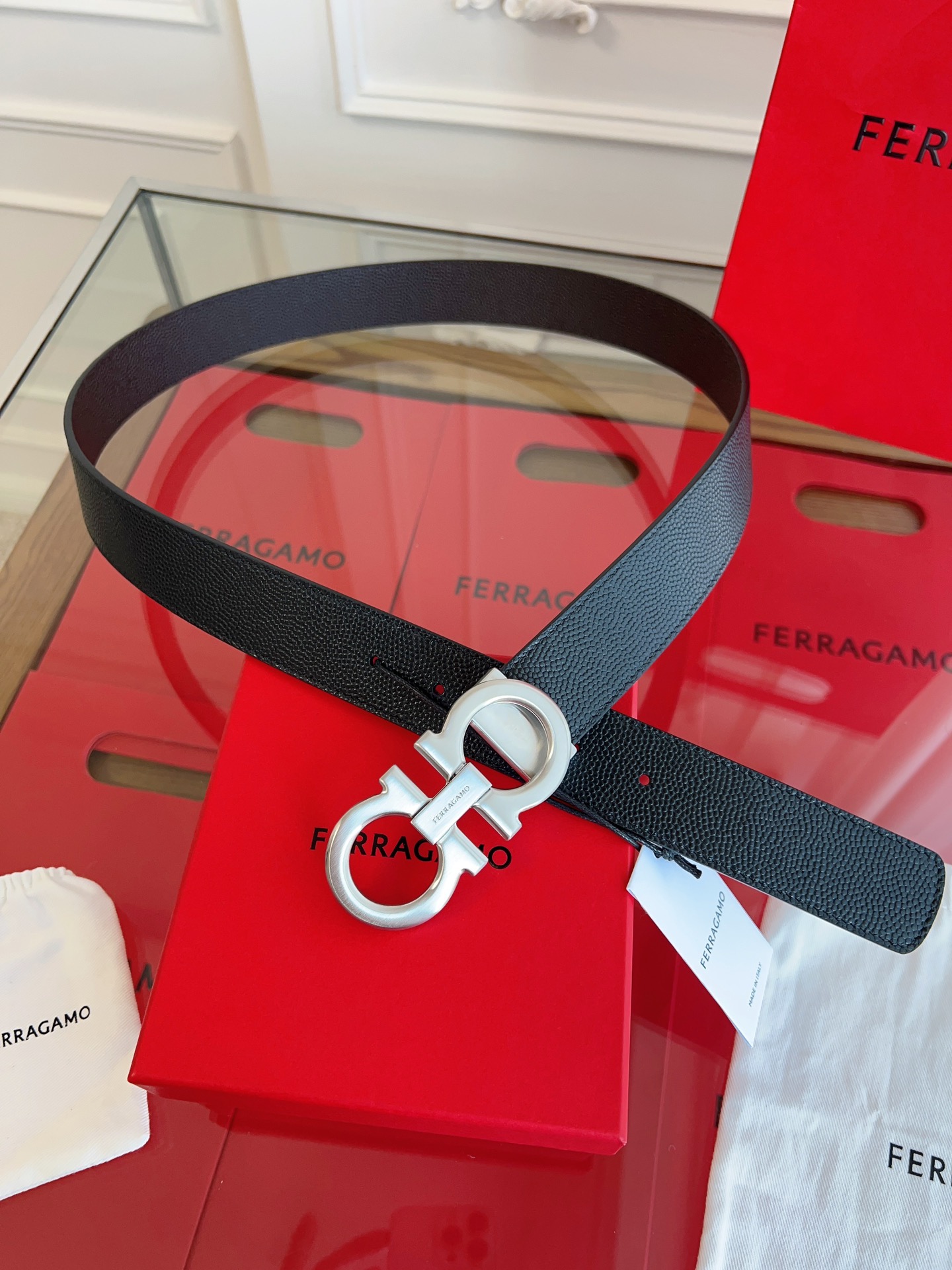 Salvatore Ferragamo Male Leather Belt Cow Leather M