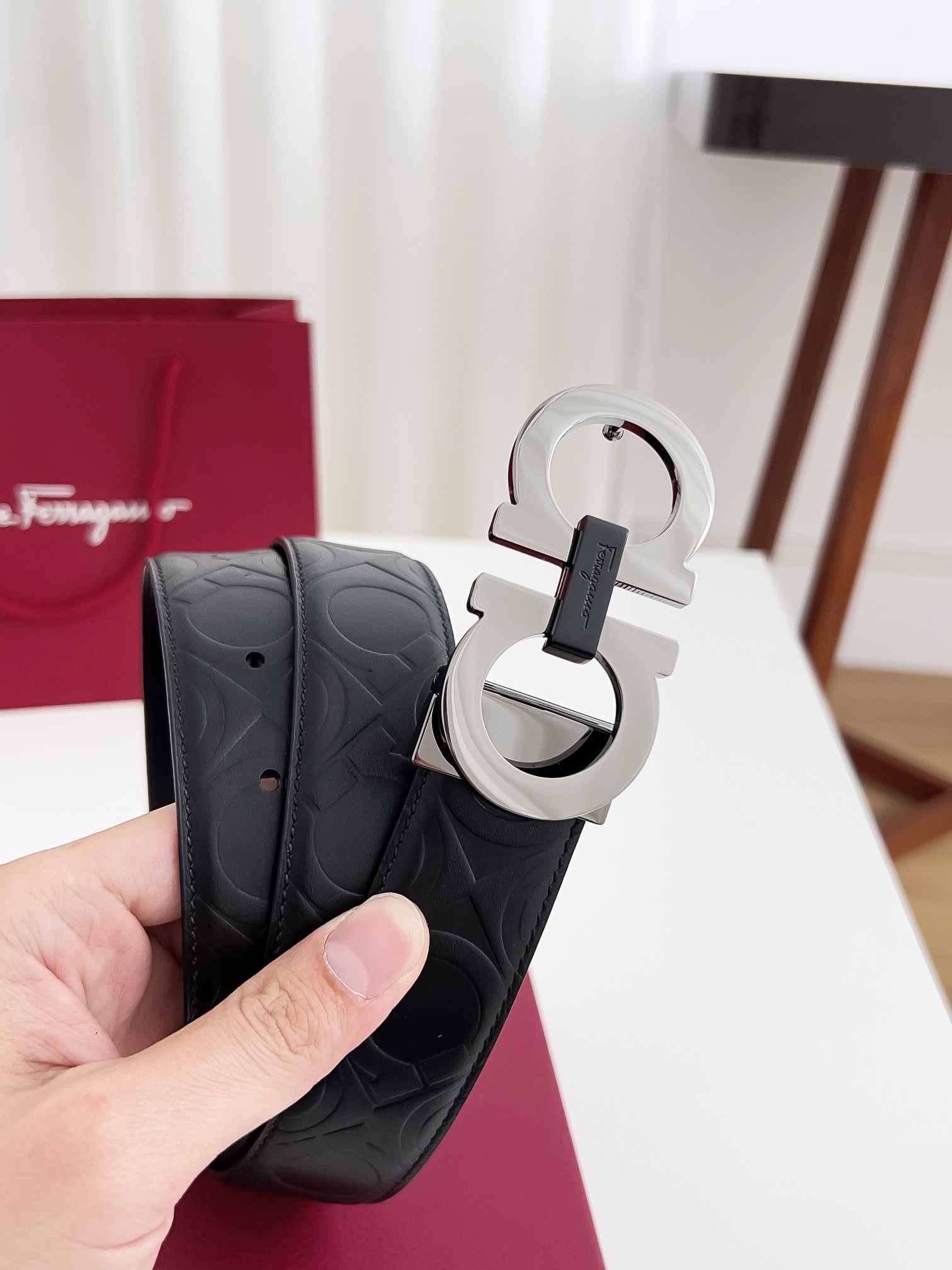 Salvatore Ferragamo Male Leather Belt Cow Leather M