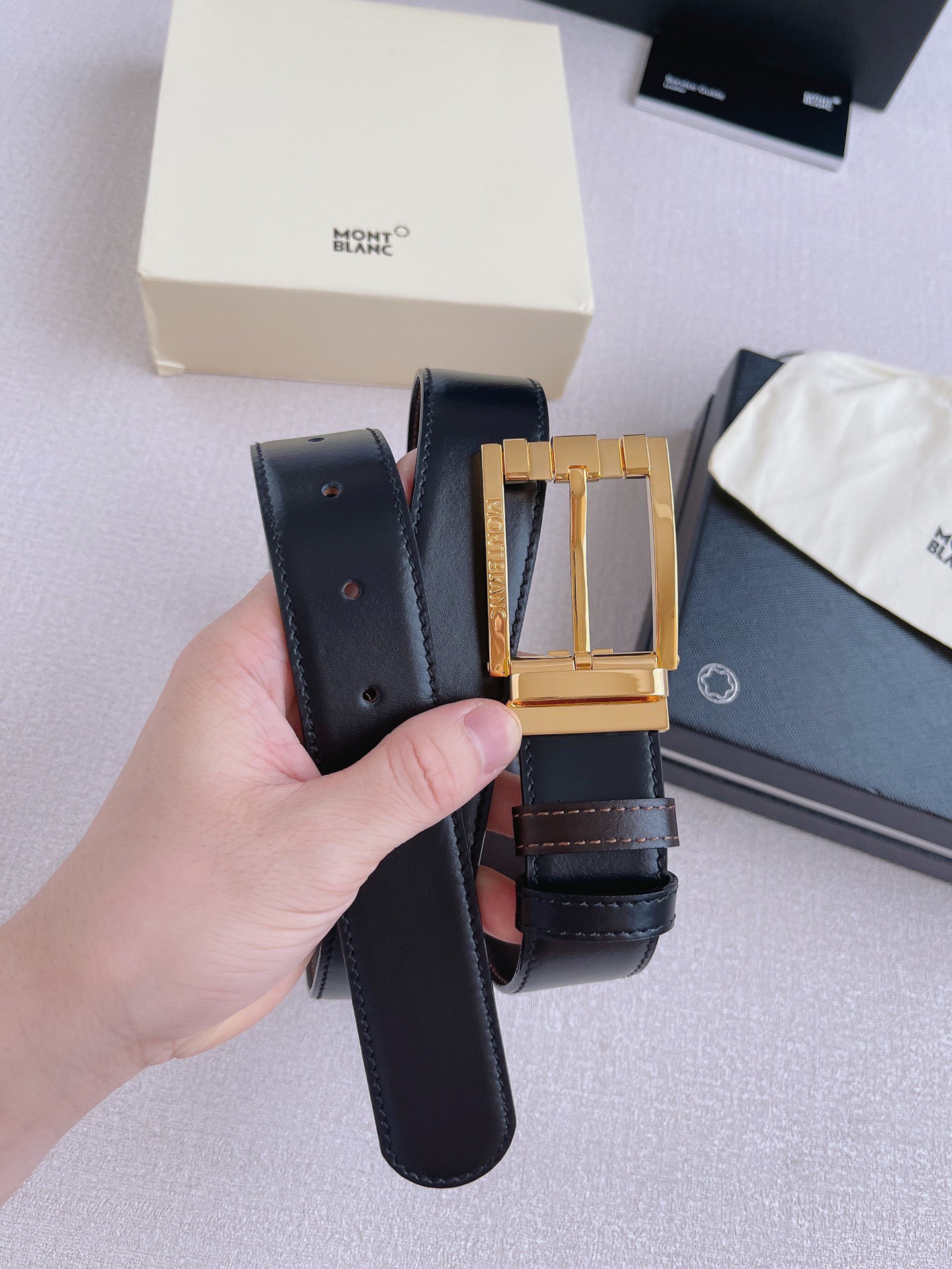 Montblanc Male Pin Buckle Belt Cow Leather M