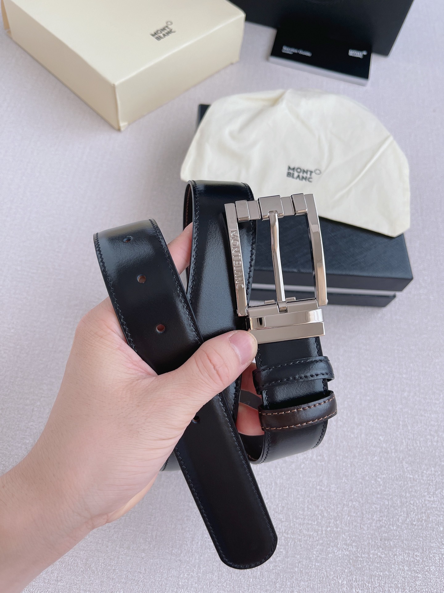 Montblanc Male Pin Buckle Belt Cow Leather M