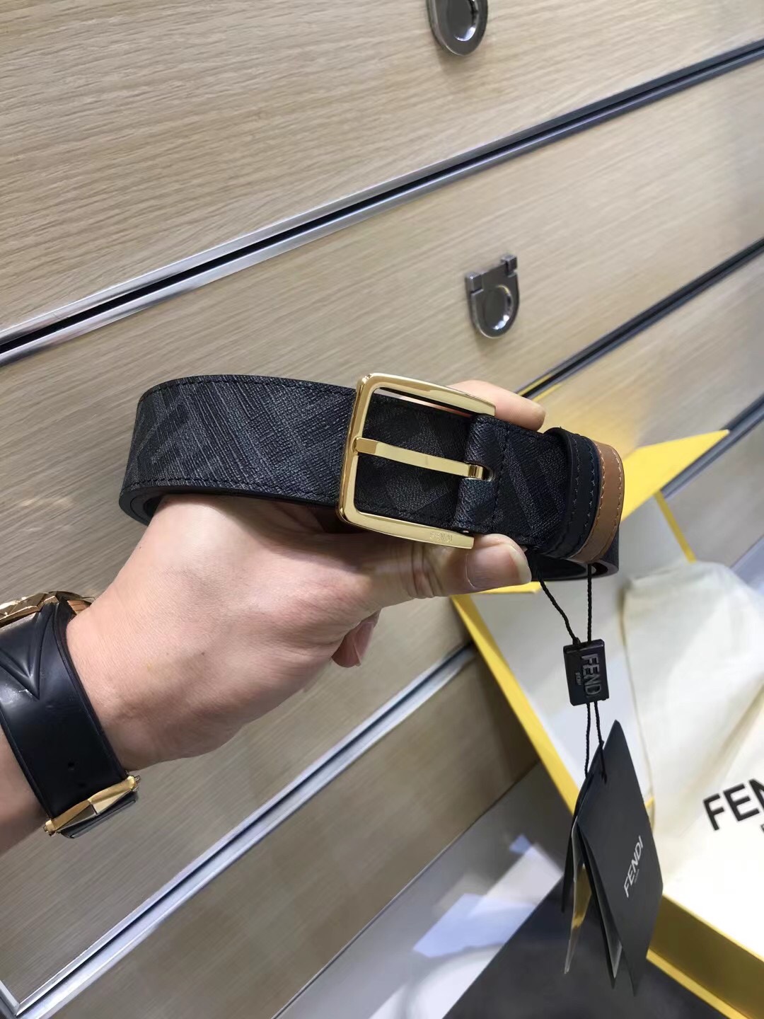 Fendi Leather Belt Cow Leather 35mm