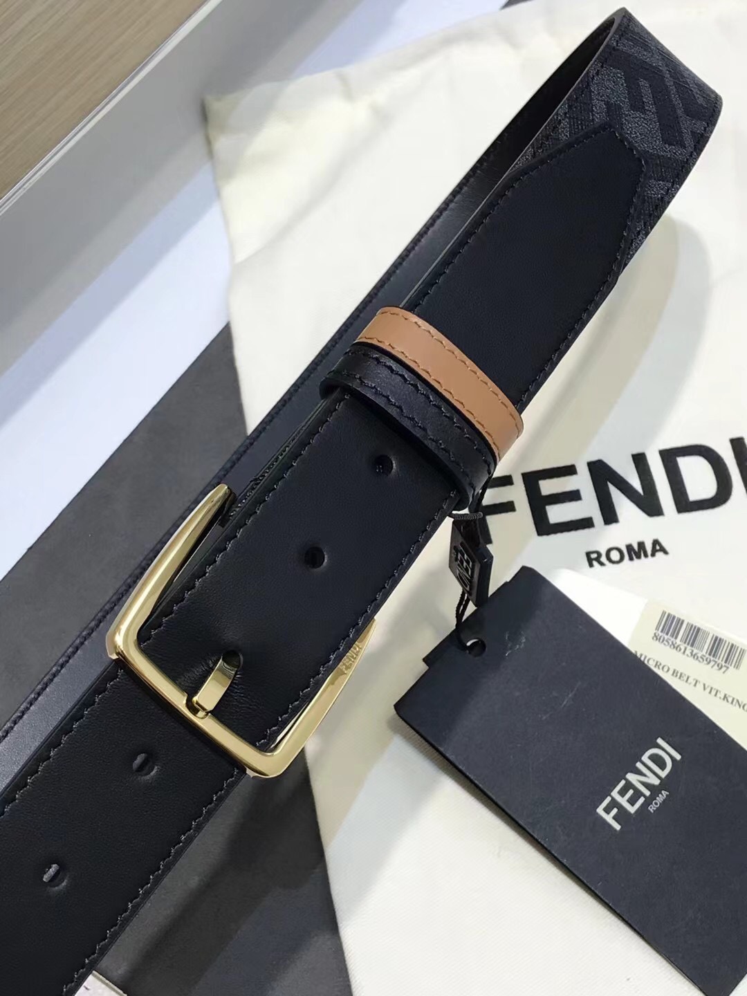 Fendi Leather Belt Cow Leather 35mm