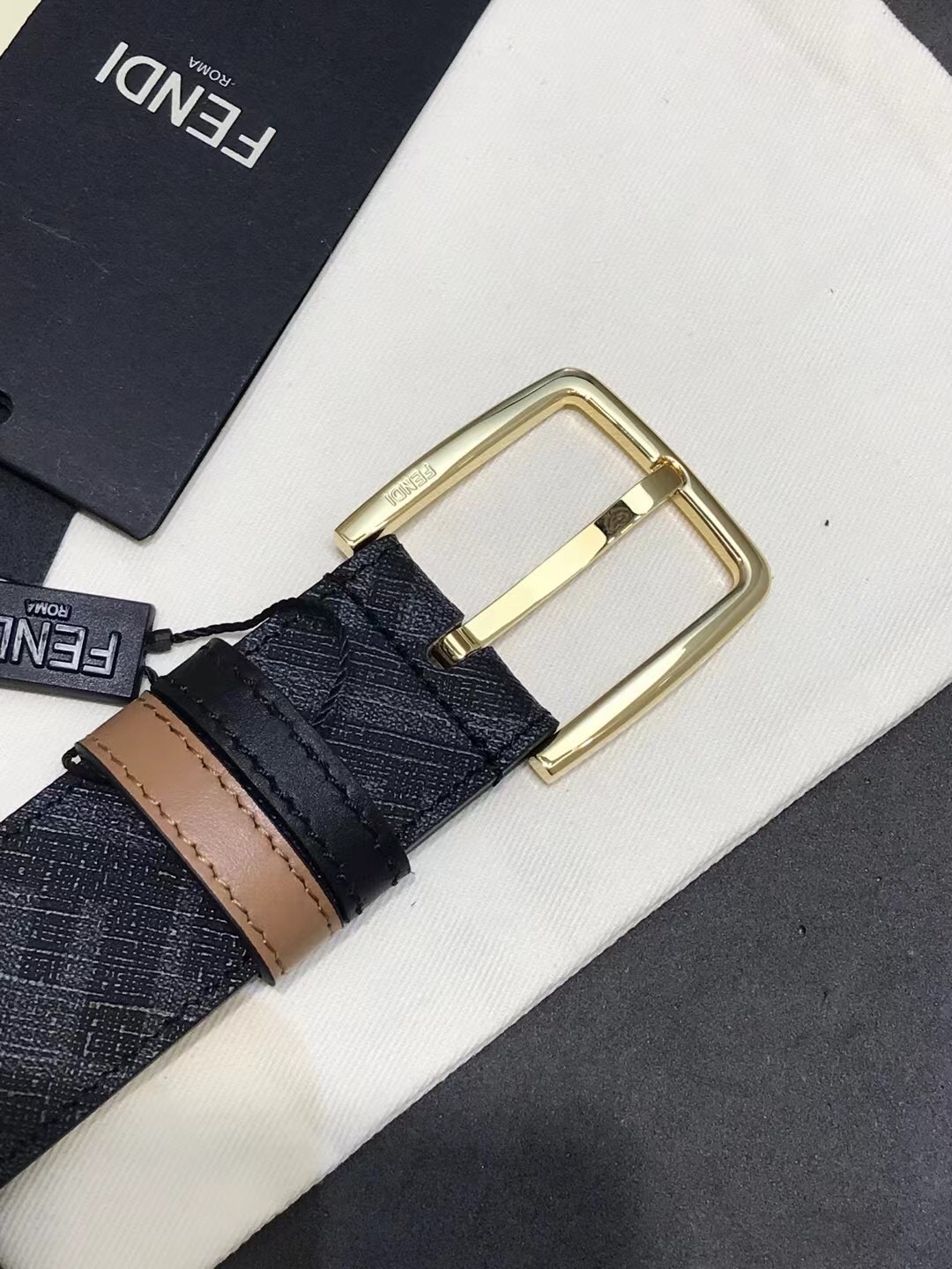Fendi Leather Belt Cow Leather 35mm
