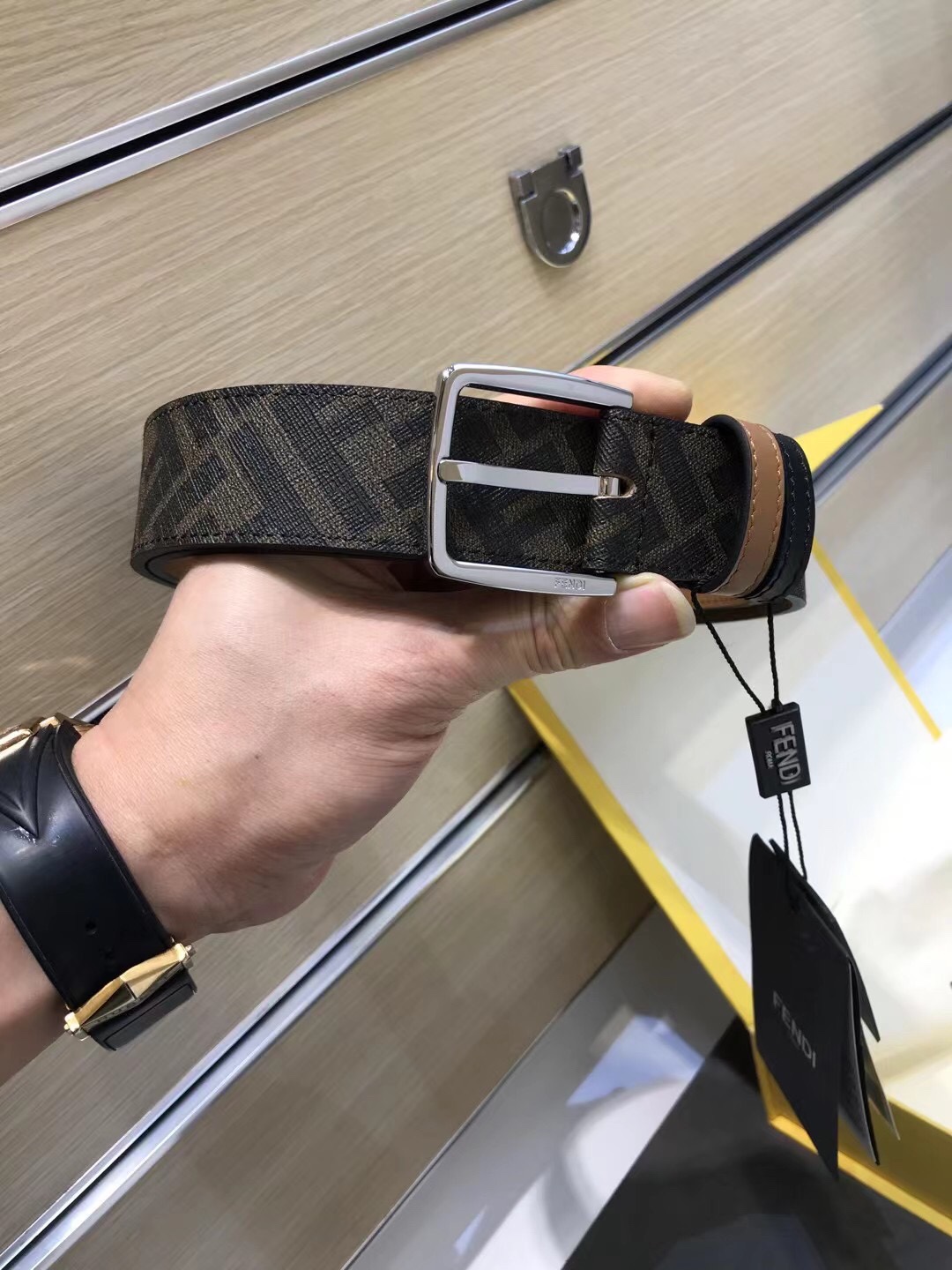 Fendi Leather Belt Cow Leather 35mm