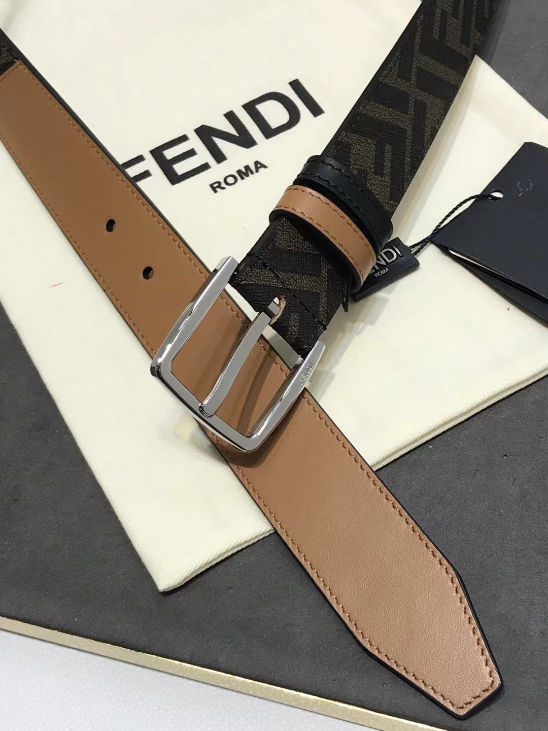 Fendi Leather Belt Cow Leather 35mm