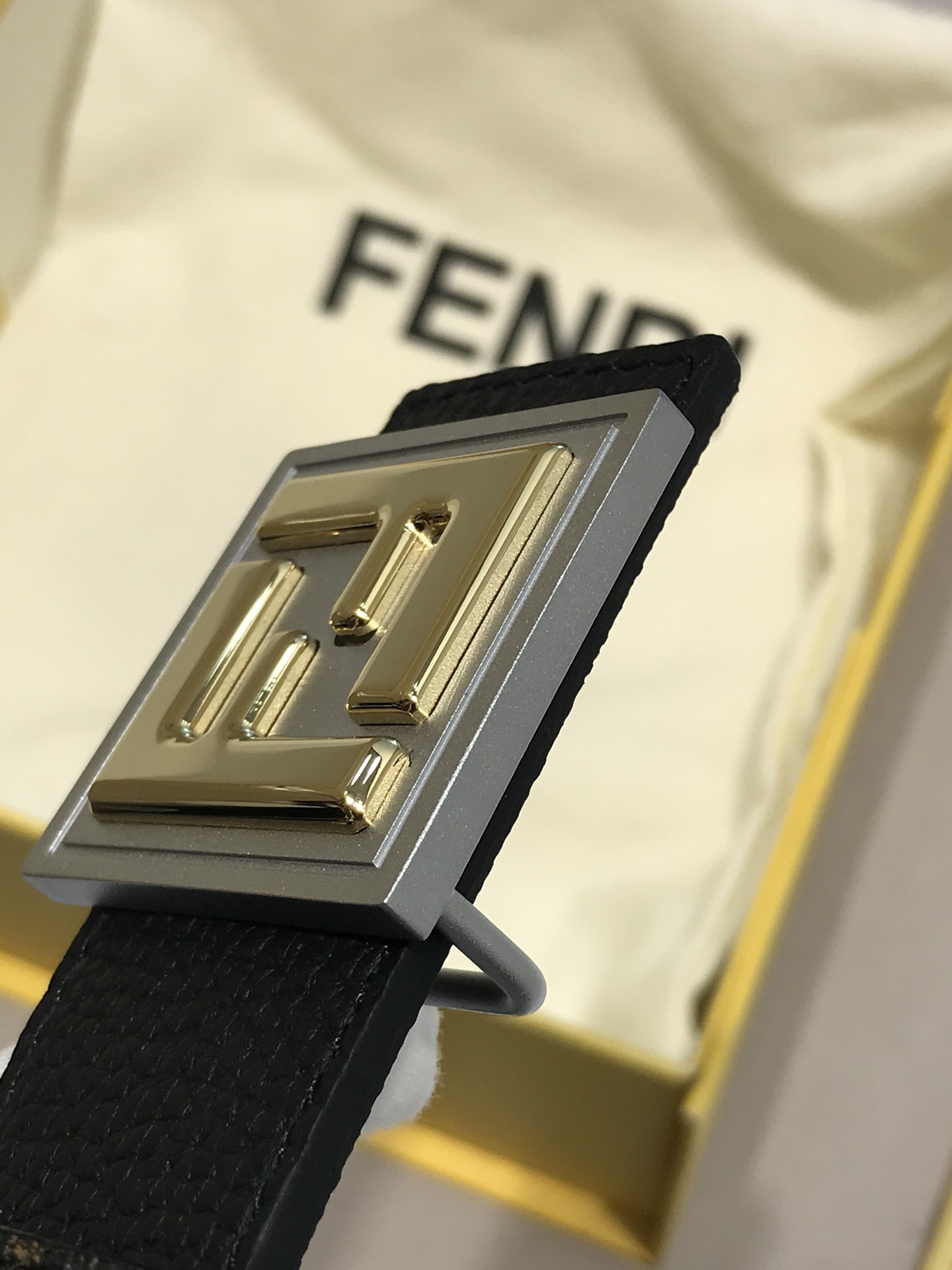 Fendi Leather Belt Cow Leather Black 35mm