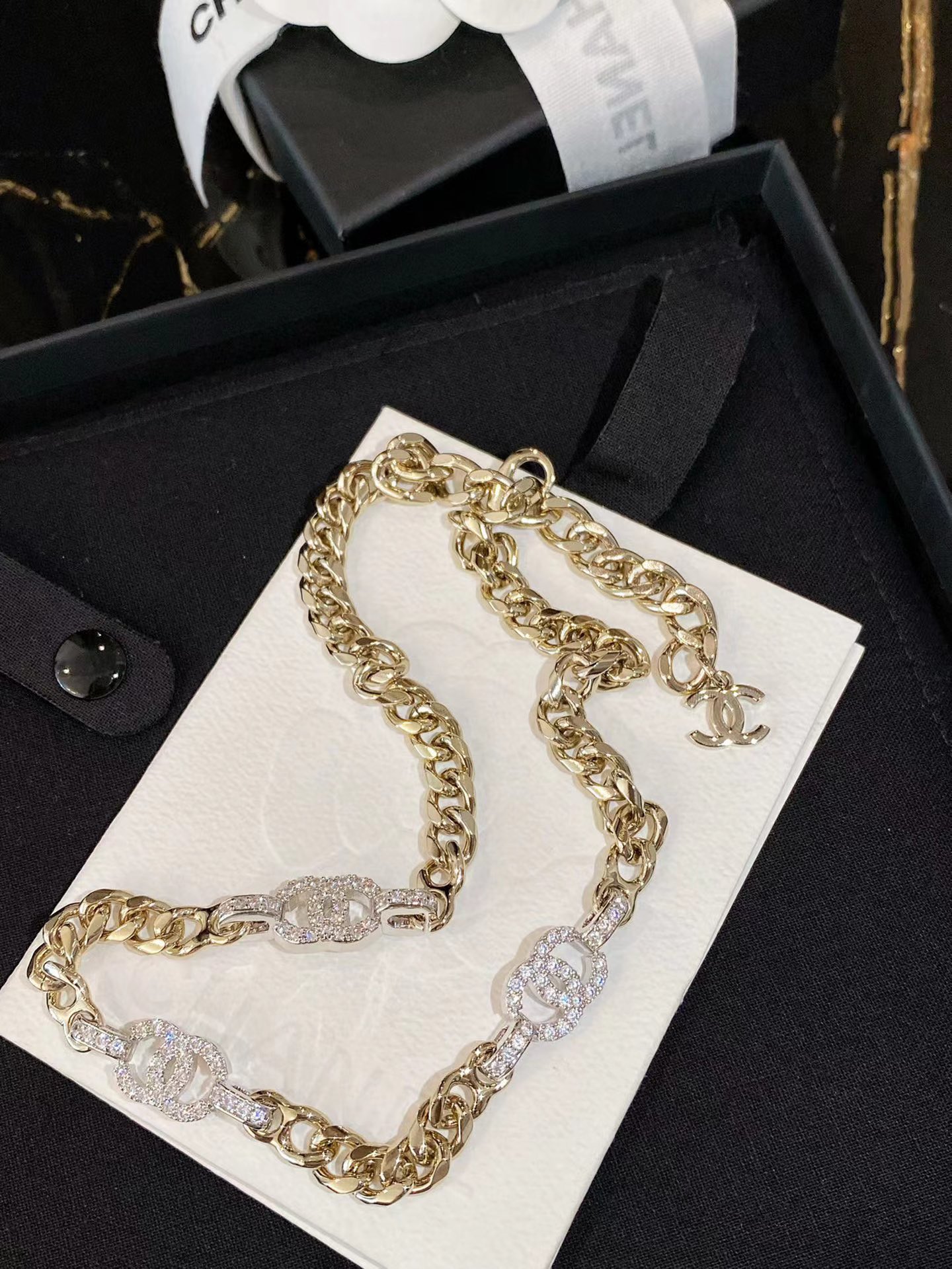 Chanel Necklace Silver Silver L