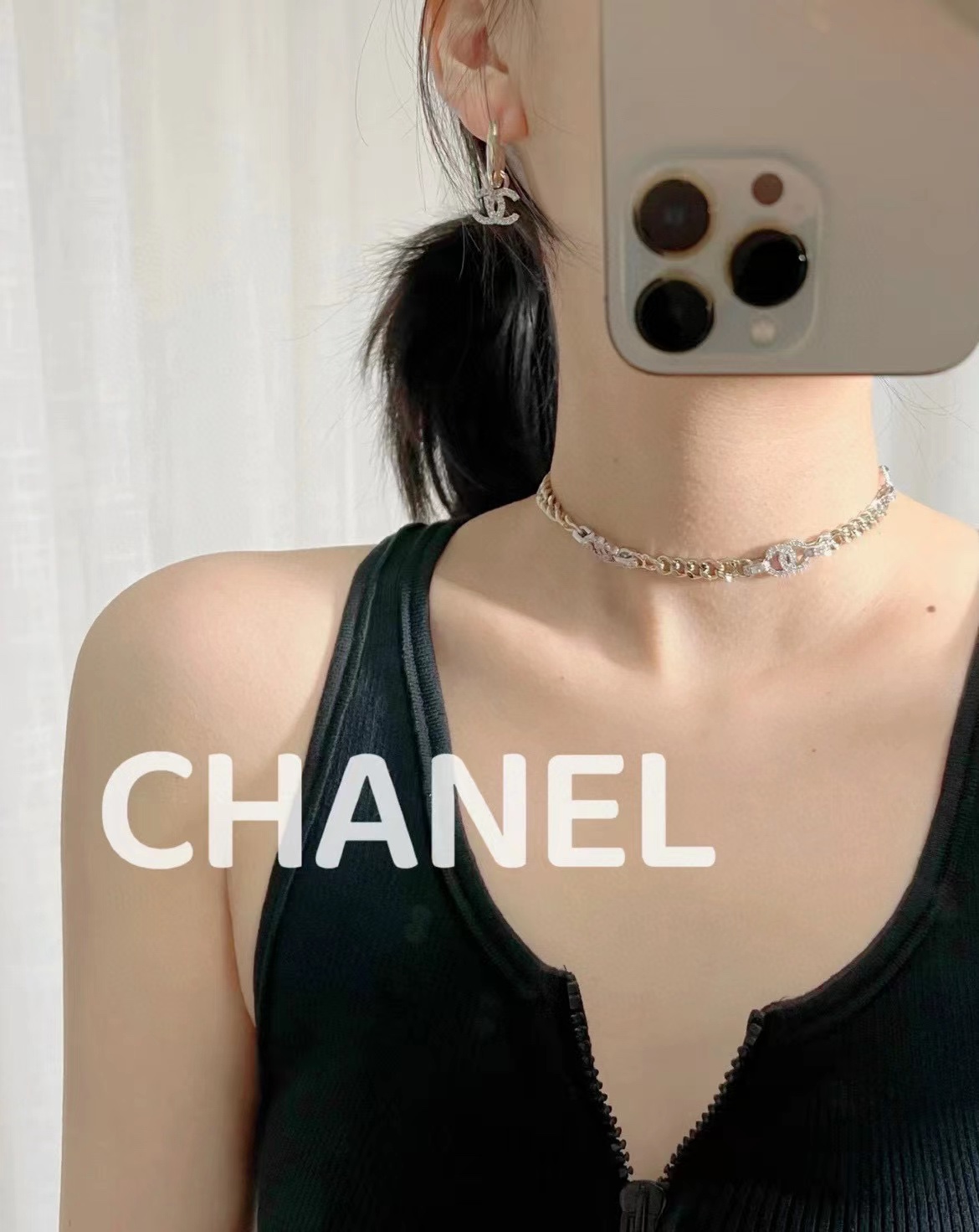 Chanel Necklace Silver Silver L