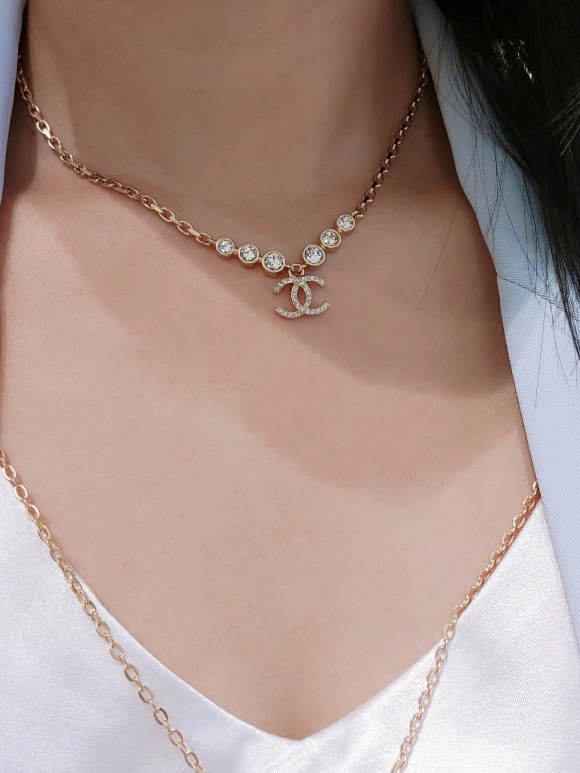 Chanel Necklace Silver Gold
