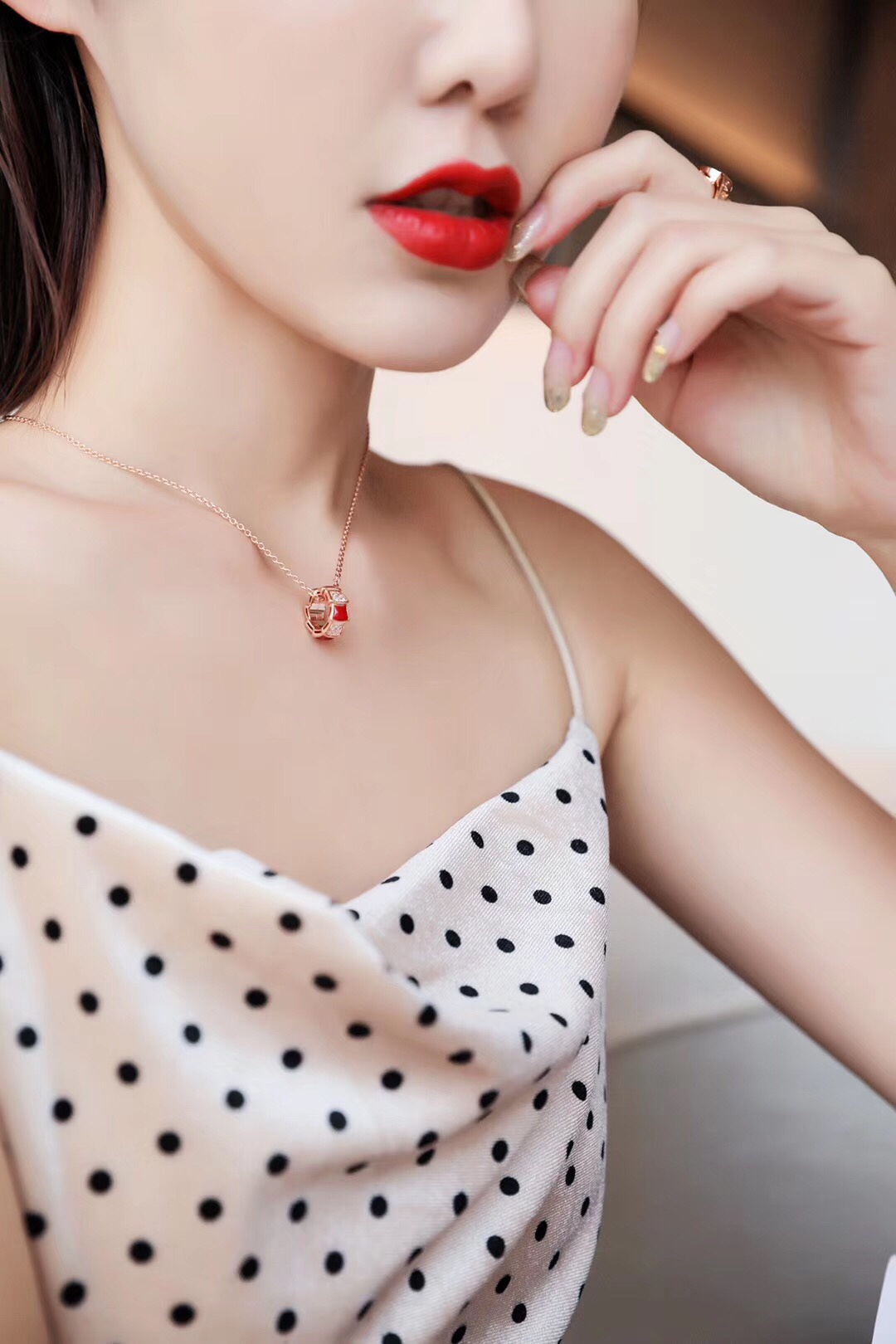 Bvlgari Necklace Diamond Rose Gold Adjustable S