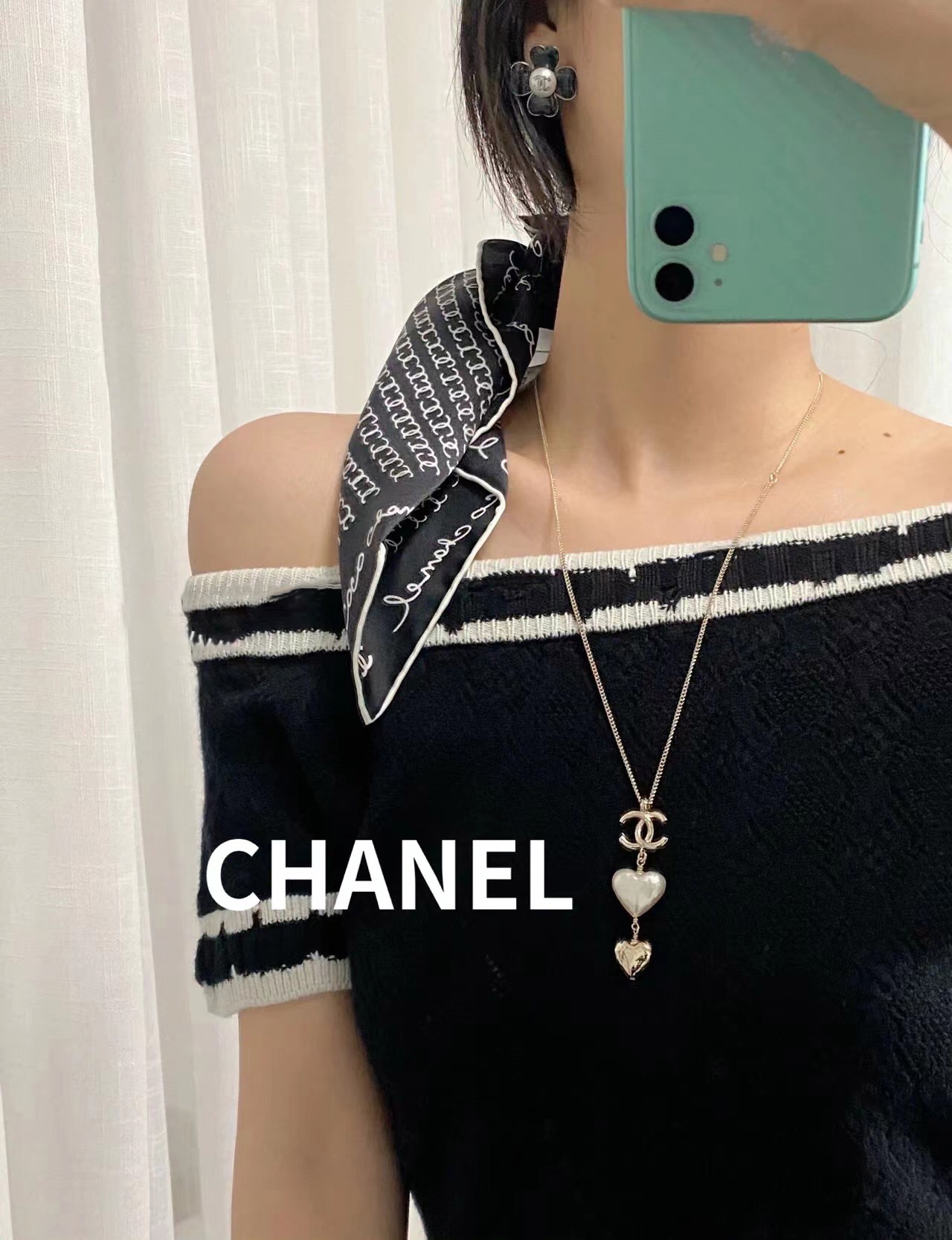 Chanel Necklace Pearl Gold Adjustable