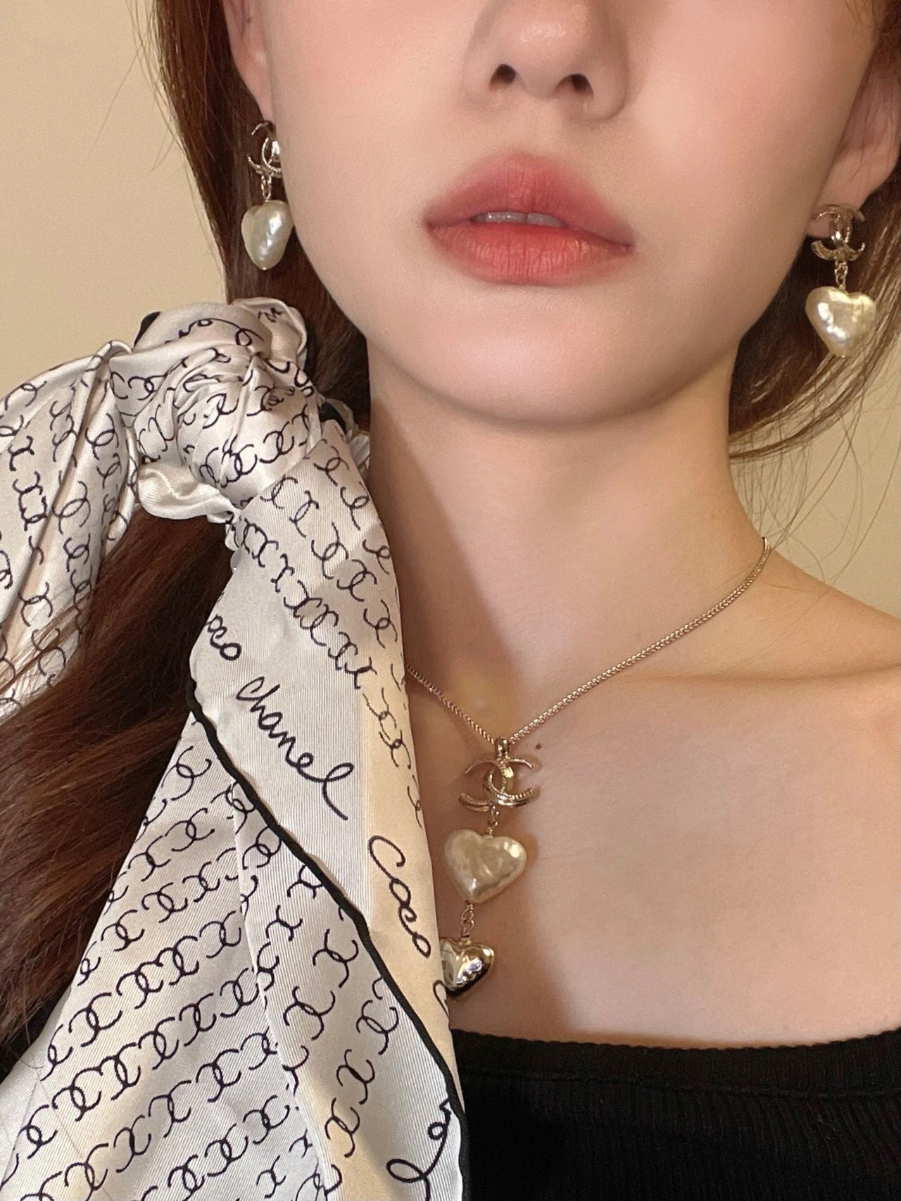 Chanel Necklace Pearl Gold Adjustable