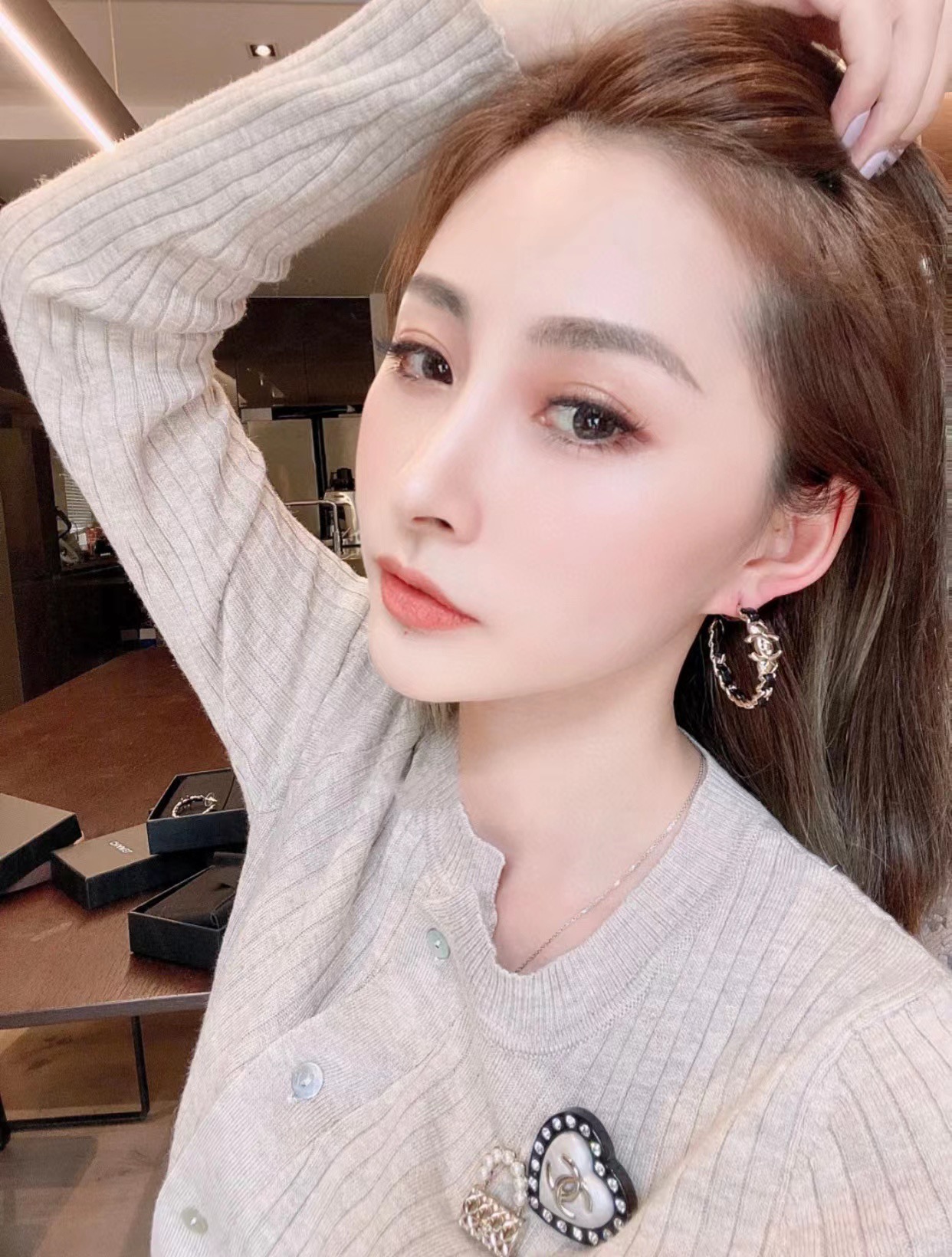 Chanel Earrings Black L