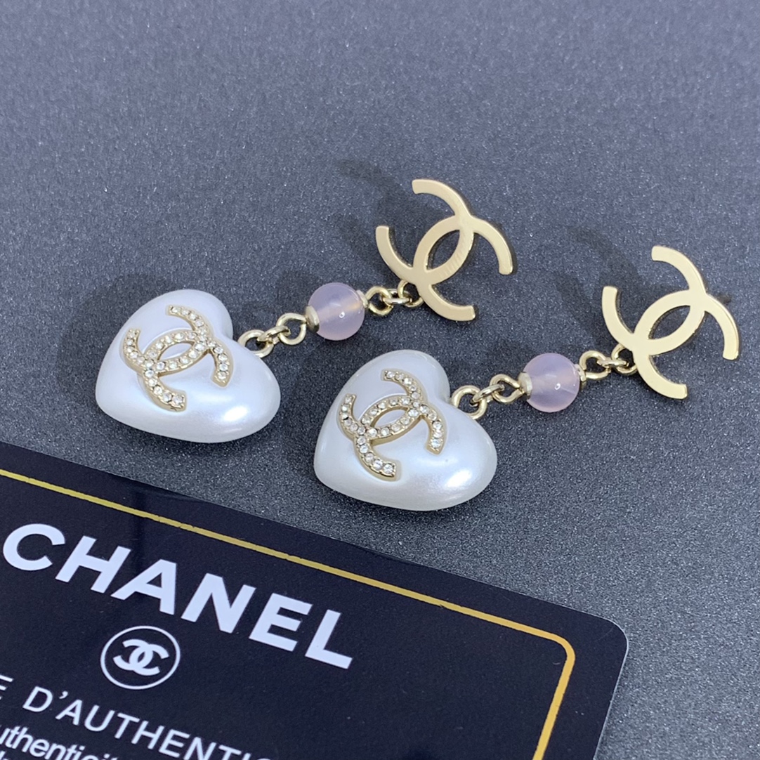 Chanel Earrings Pearl White Inlaid L