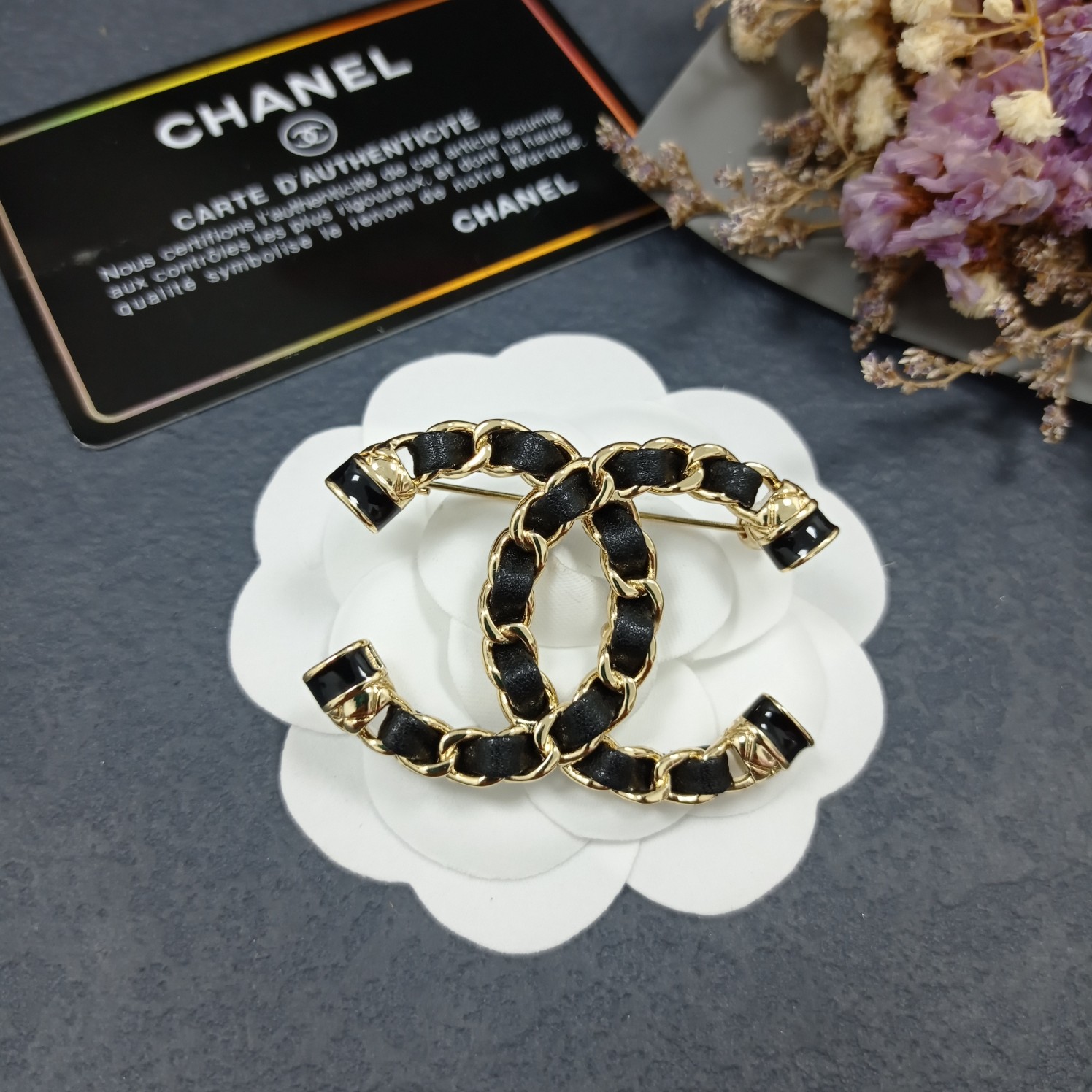 Chanel Brooch Black L