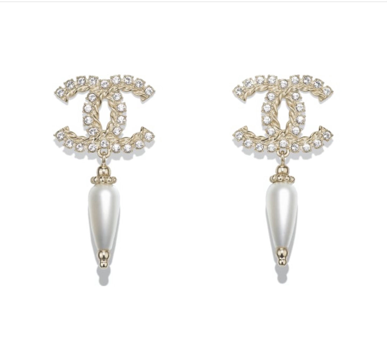 Chanel Earrings Pearl White L